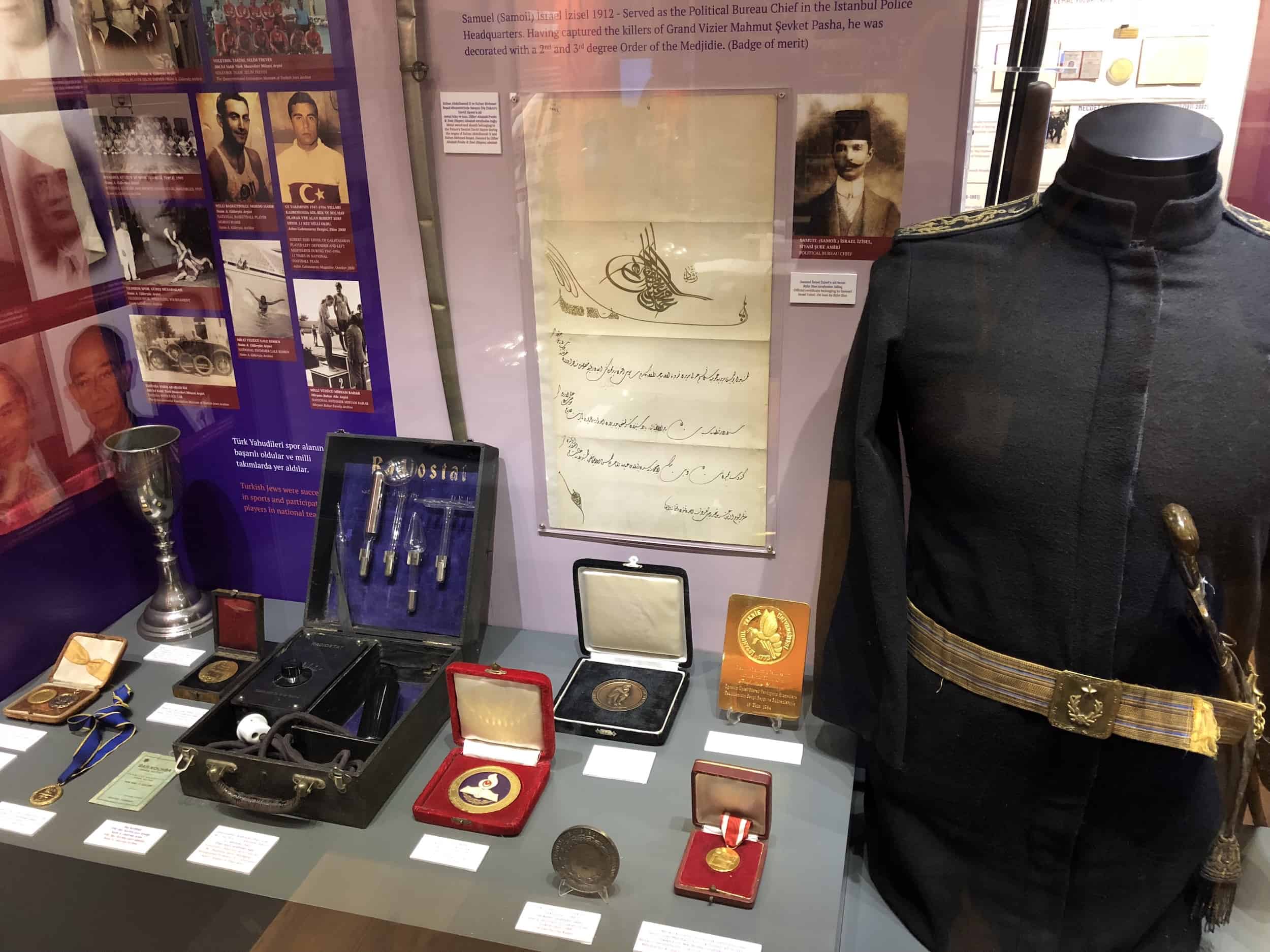 Personal items on display at the Museum of Turkish Jews in Galata, Istanbul, Turkey