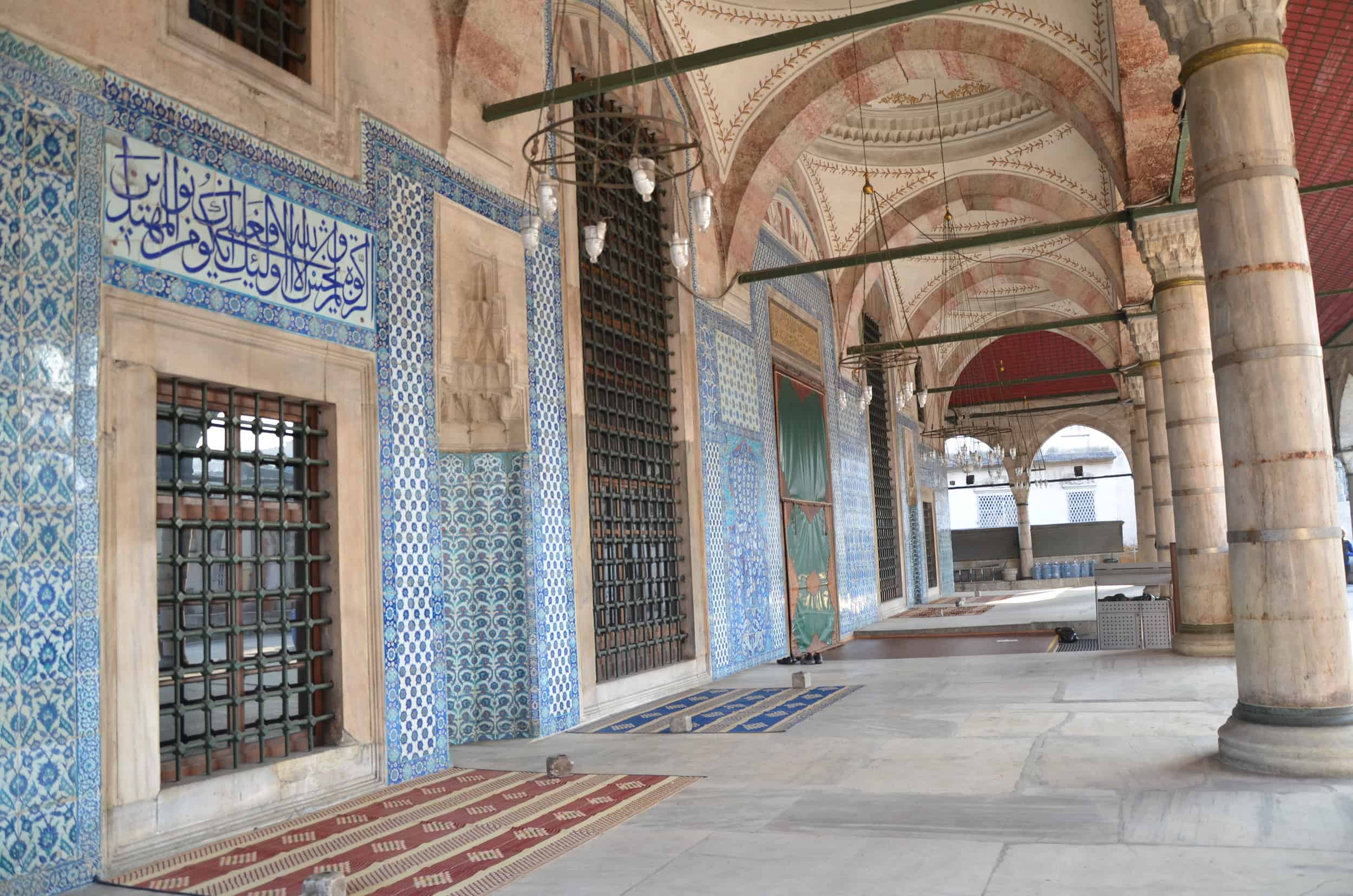 Inner porch of the Rüstem Pasha Mosque in Istanbul, Turkey