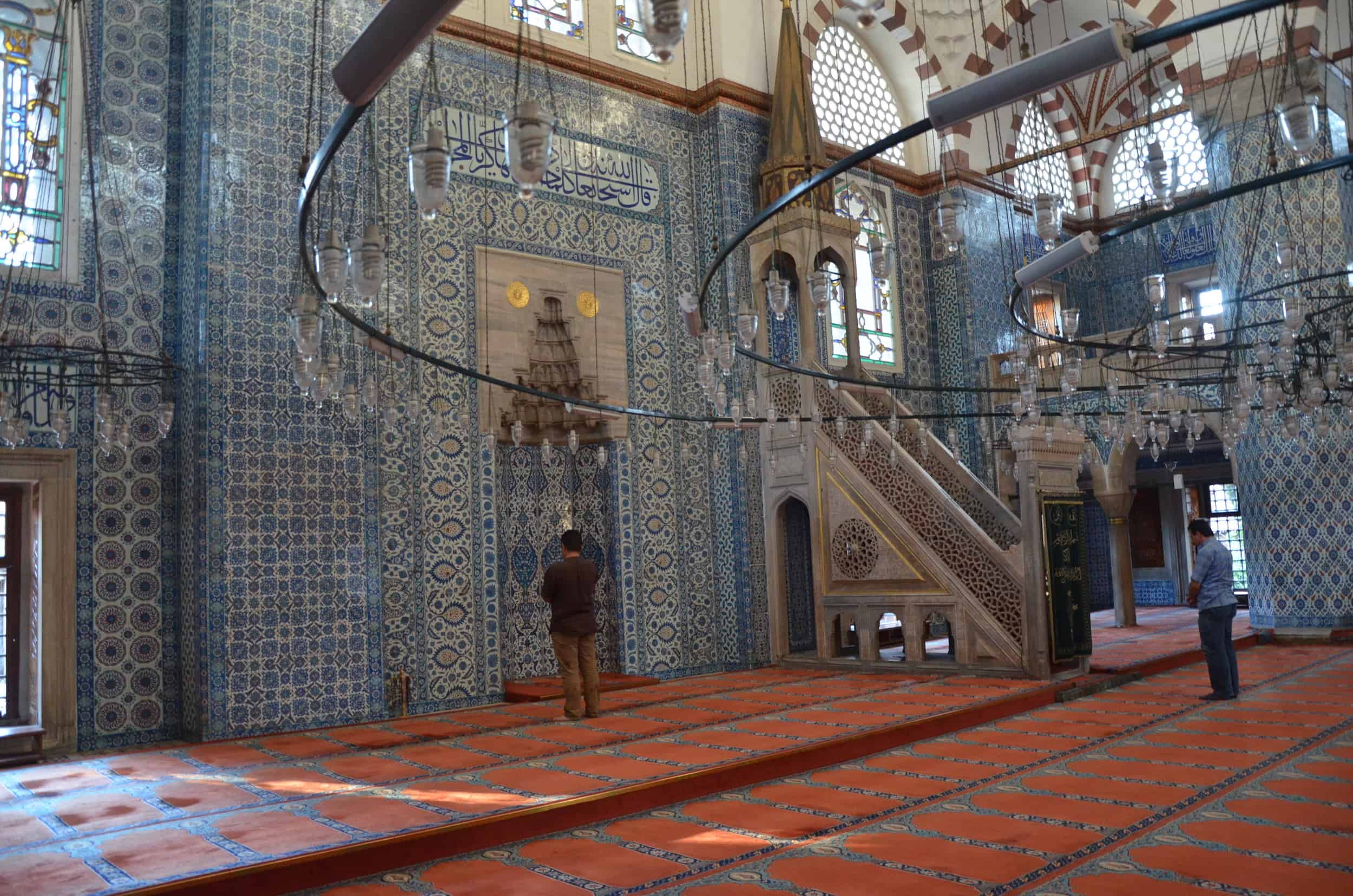 Prayer hall at the Rüstem Pasha Mosque in Istanbul, Turkey