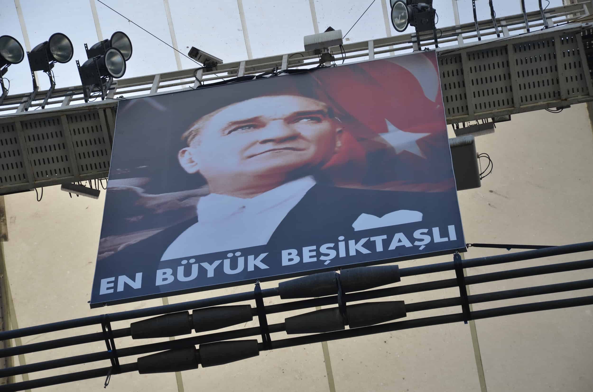 Atatürk banner at Beşiktaş Stadium in Istanbul, Turkey