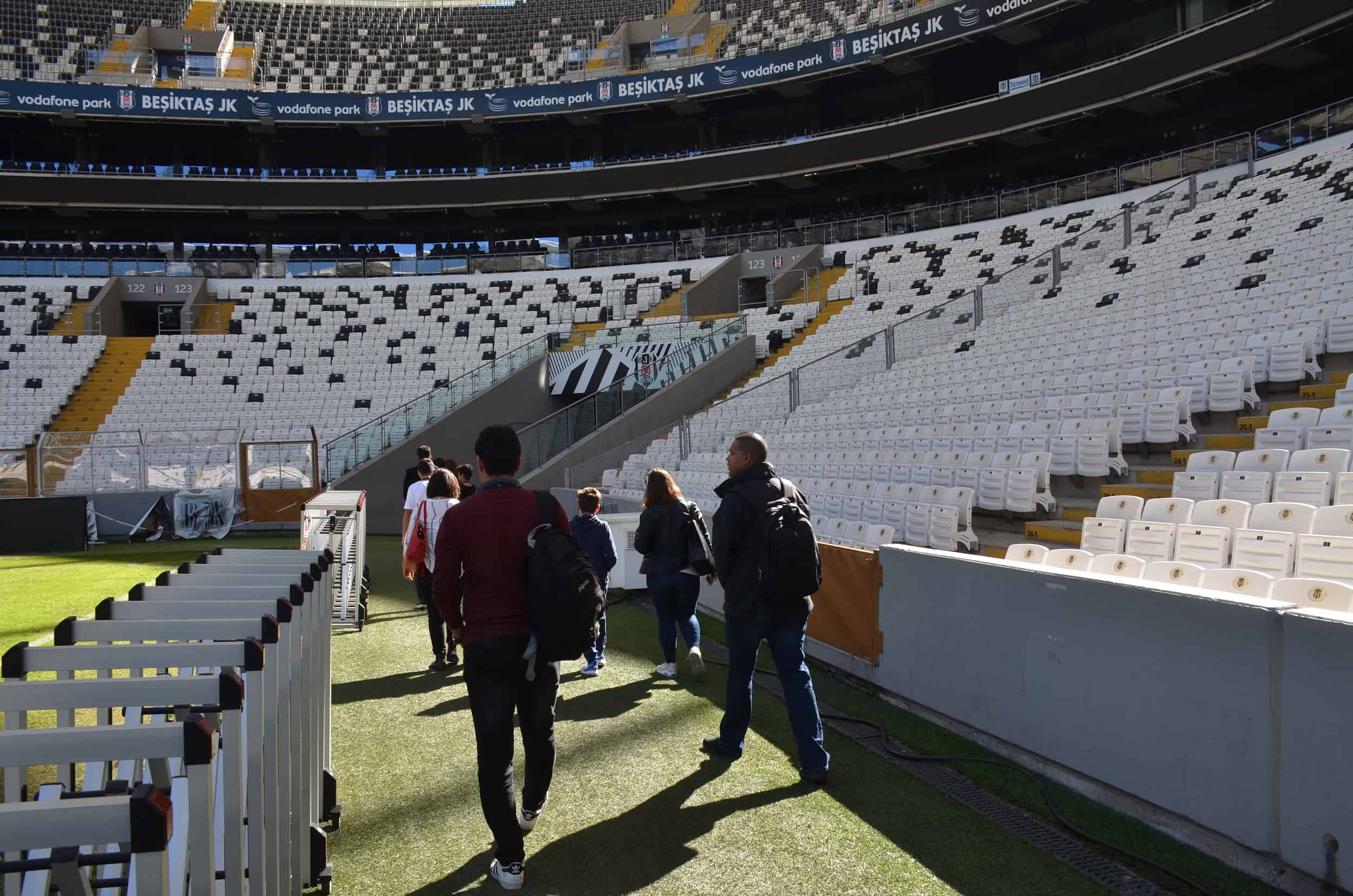 Walking down the sideline at Beşiktaş Stadium in Istanbul, Turkey