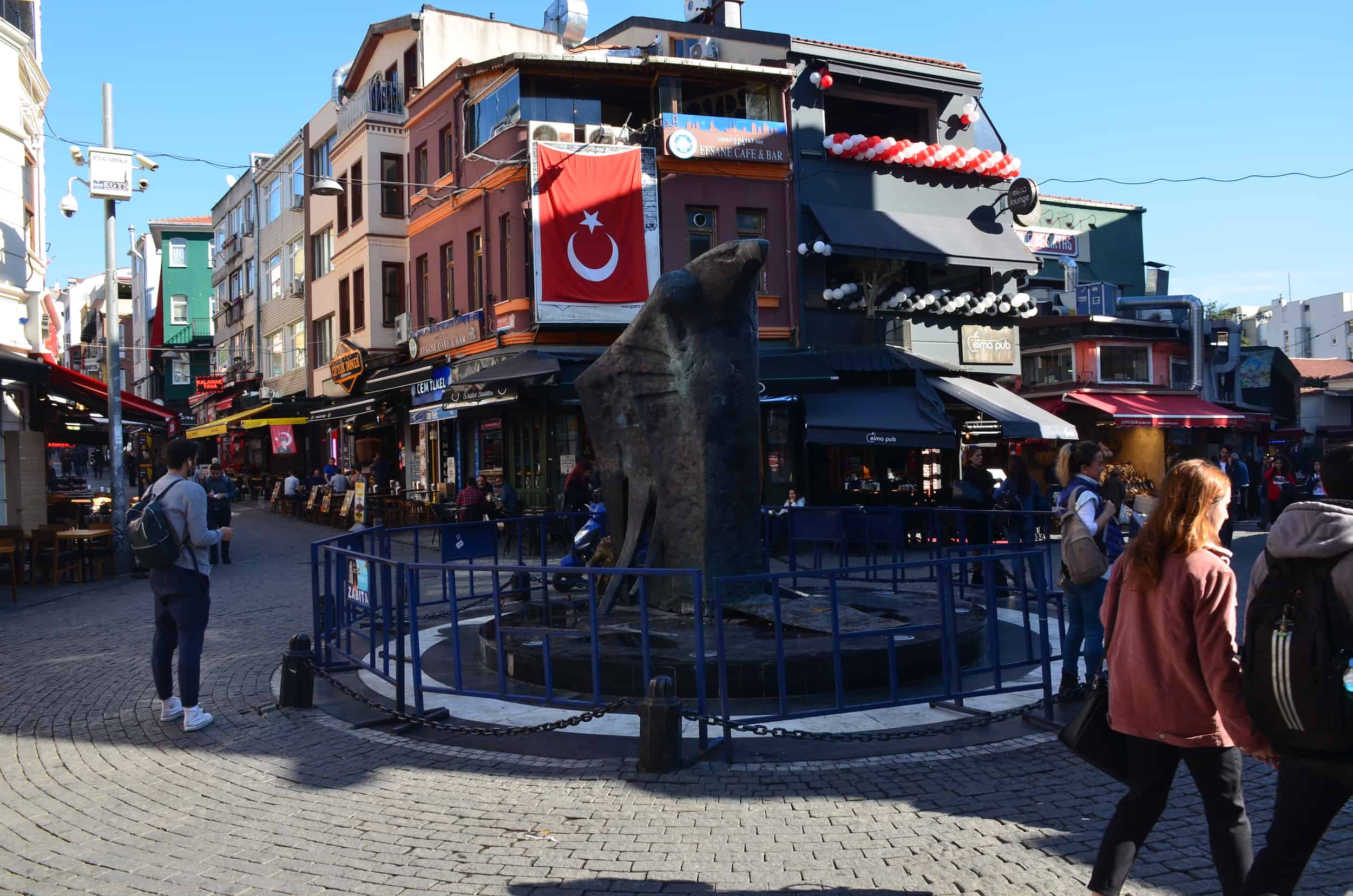 Black eagle sculpture in Çarşı, Beşiktaş, Istanbul, Turkey