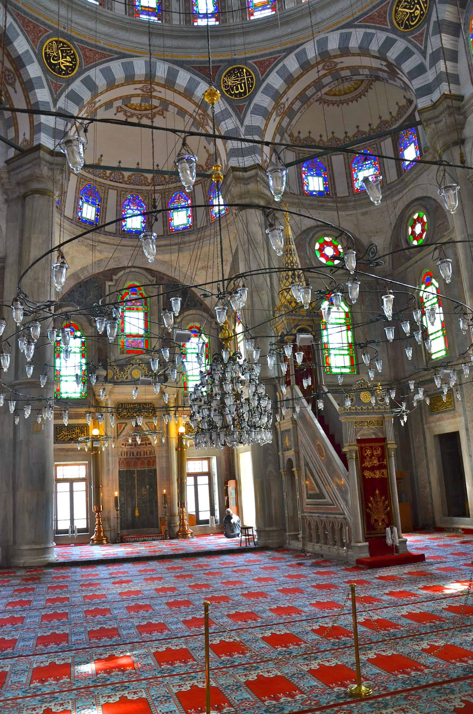 Prayer hall of the Laleli Mosque in Laleli, Istanbul, Turkey