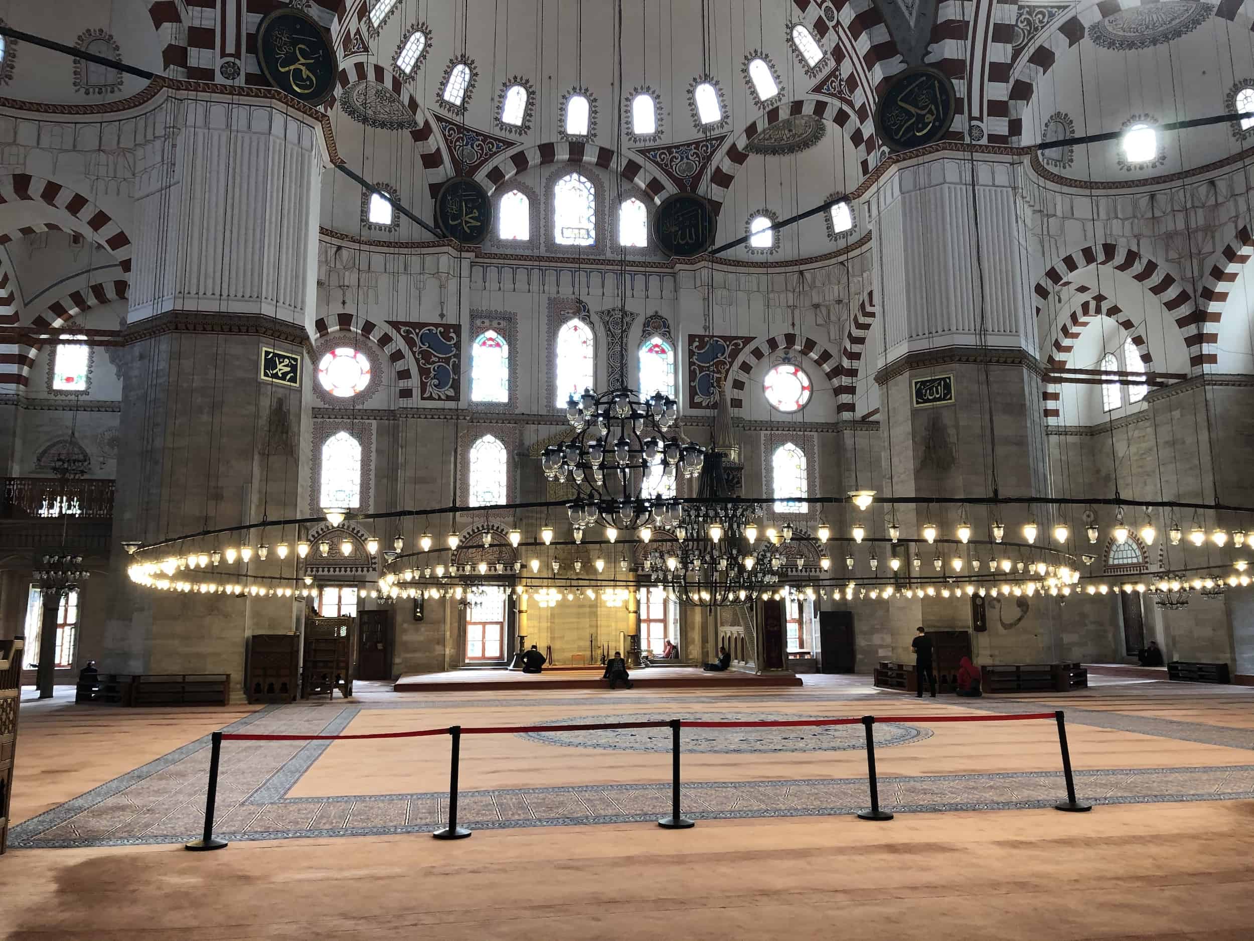Prayer hall at the Şehzade Mosque in Istanbul, Turkey