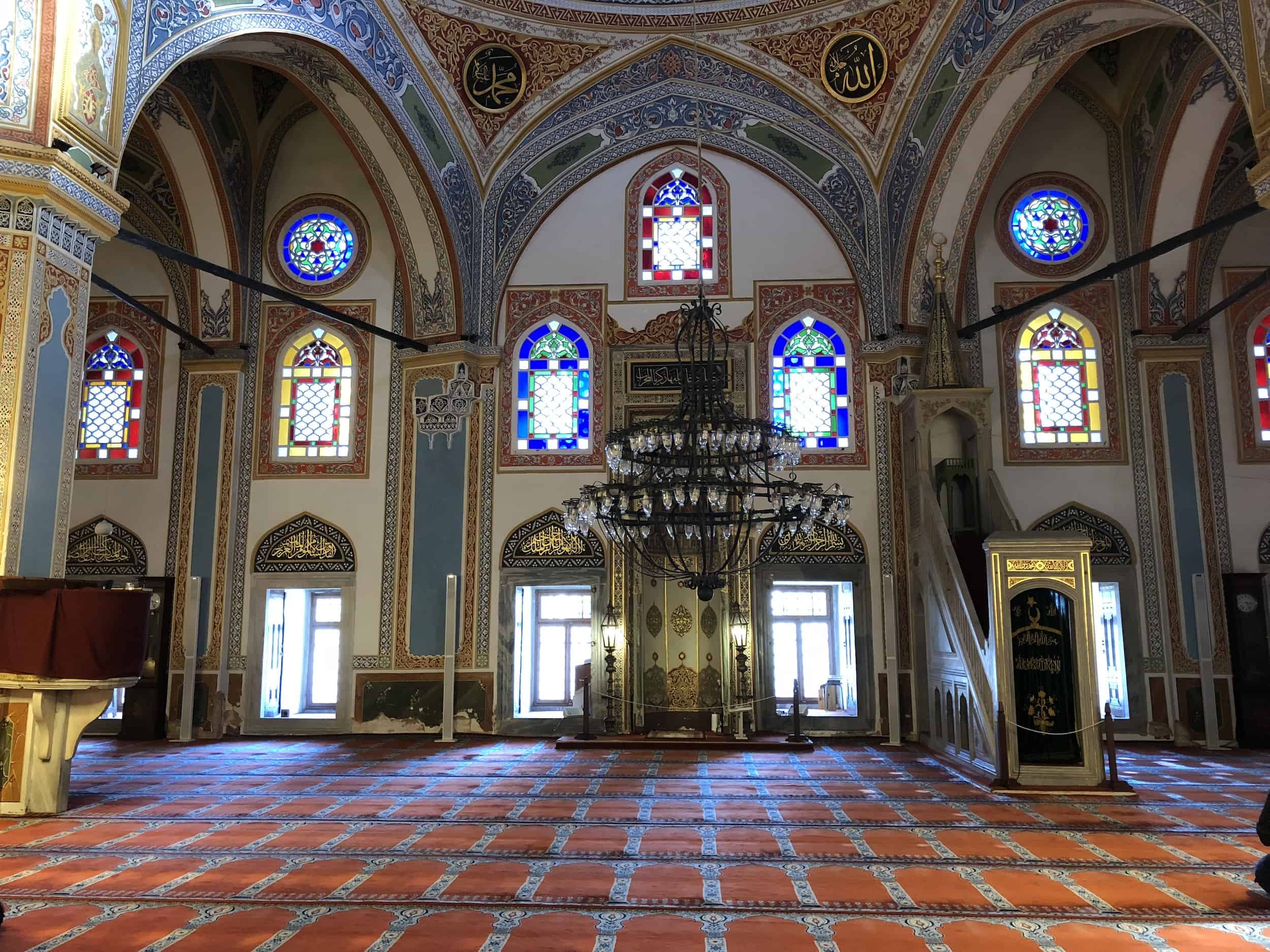 Prayer hall of the Sinan Pasha Mosque in Beşiktaş, Istanbul, Turkey