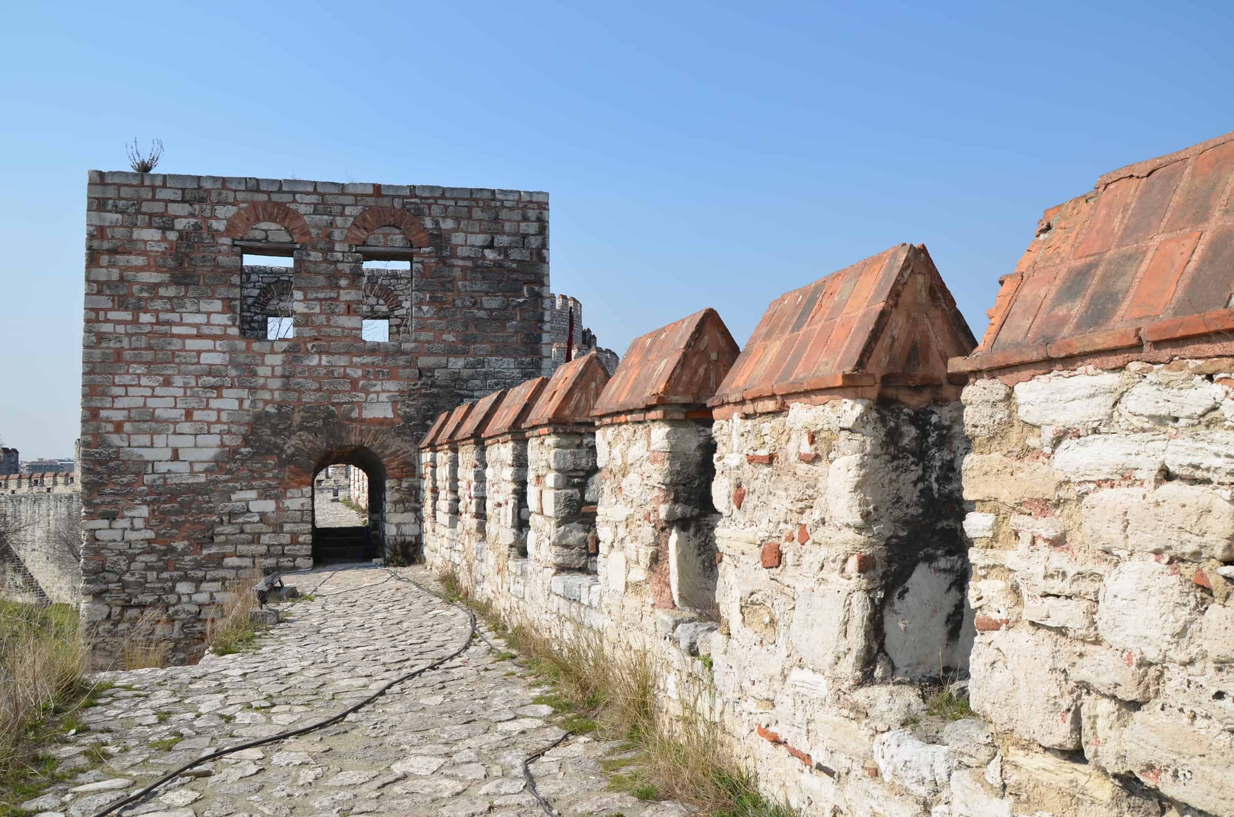 Walking on the walls at Yedikule Fortress in Istanbul, Turkey