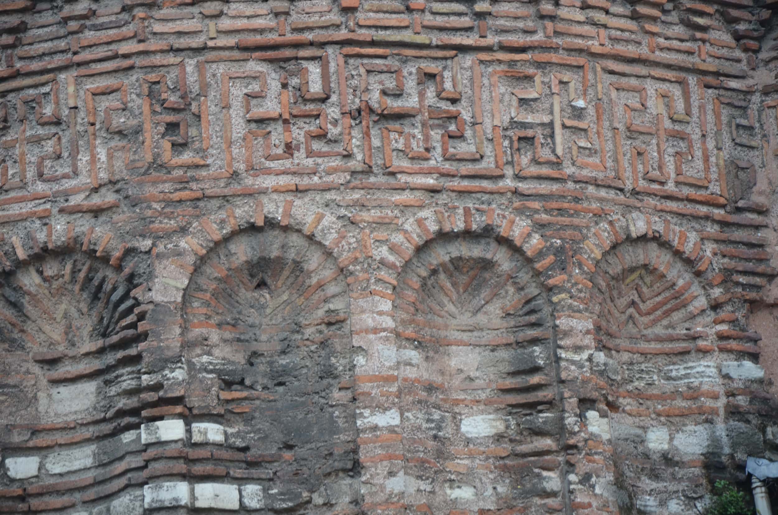 Brickwork at the Molla Fenari Isa Mosque in Istanbul, Turkey