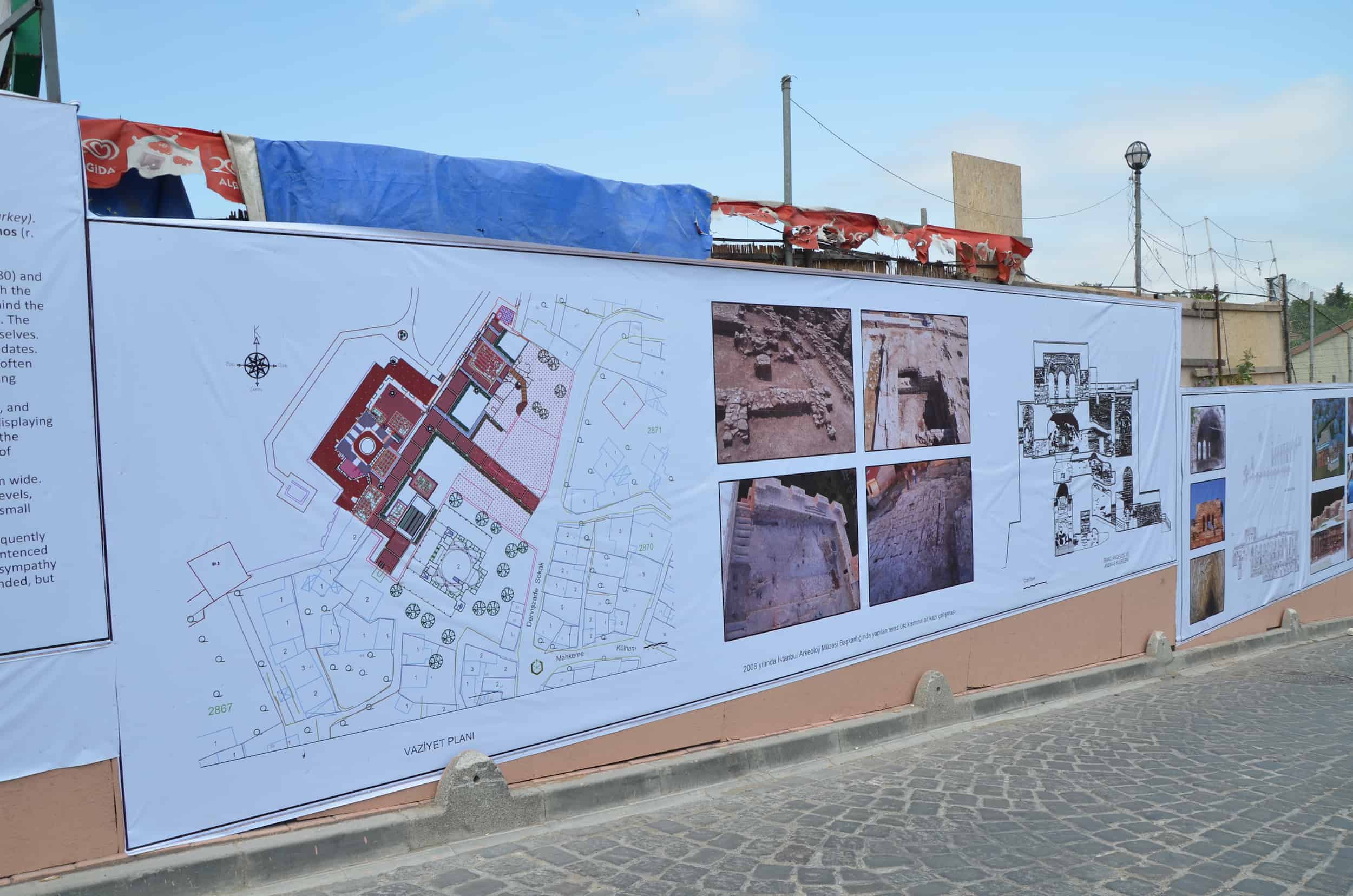 Photos and plan of the project at the Prison of Anemas on the Walls of Blachernae
