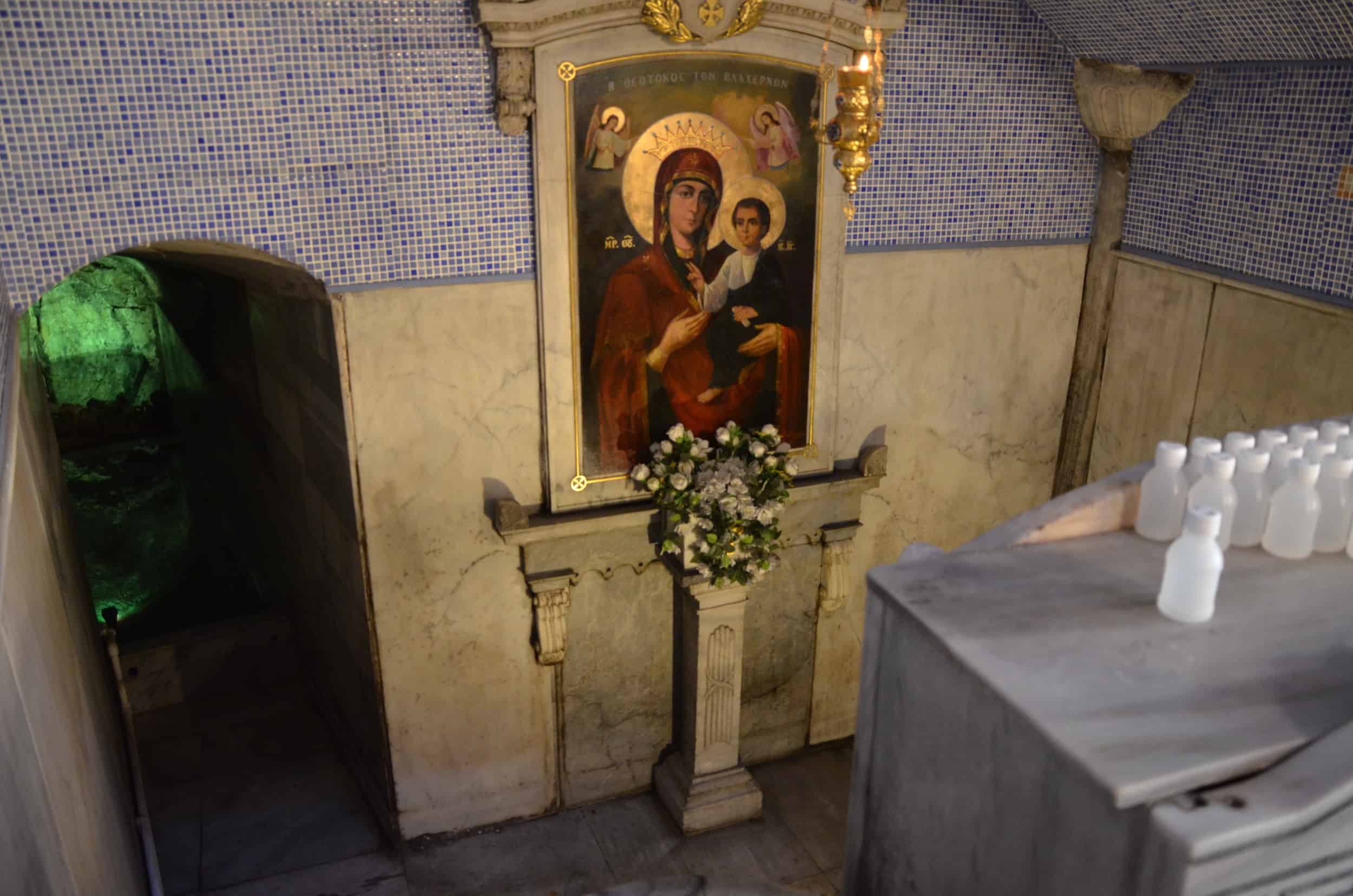 Holy spring at Panagia Vlacherna Church in Ayvansaray, Istanbul, Turkey