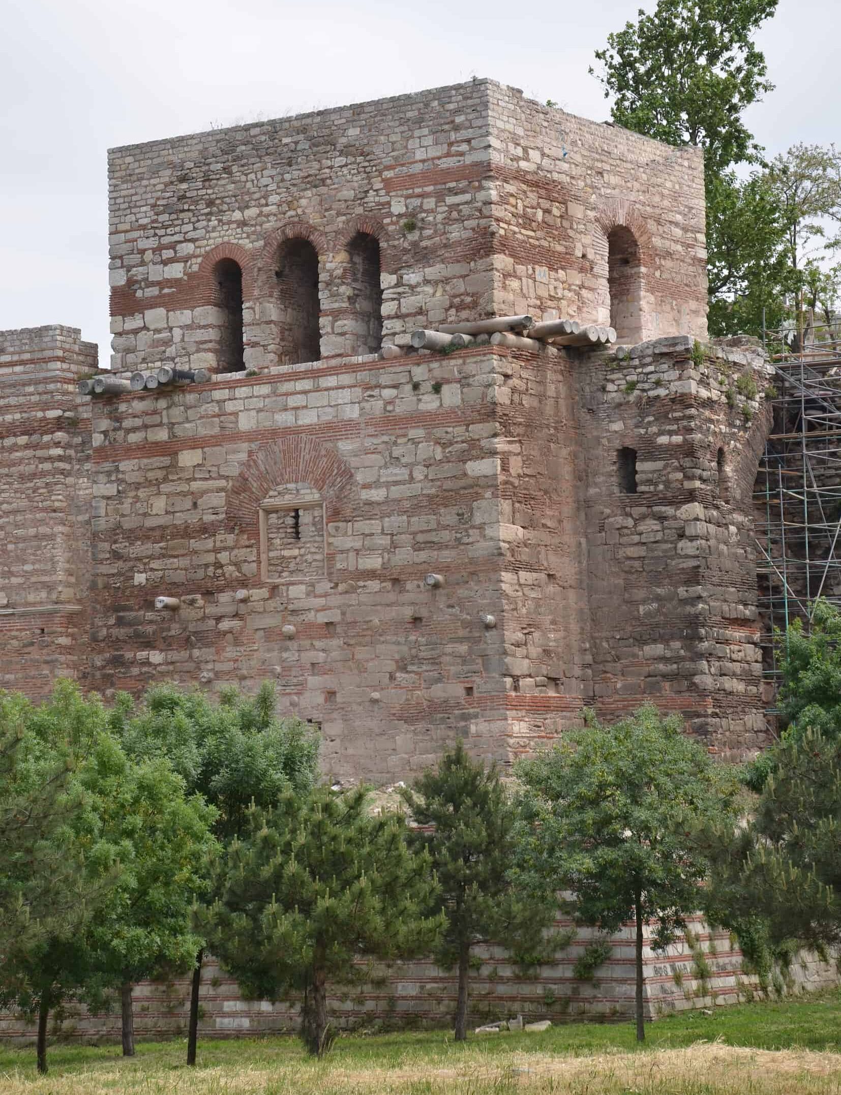 Tower of Isaac Angelos on the Walls of Blachernae in Ayvansaray, Istanbul, Turkey