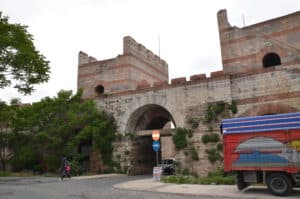 Inside of the Xylokerkos Gate / Belgrad Kapısı on the Theodosian Walls of Constantinople in Istanbul, Turkey