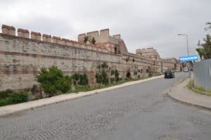 Walls inside the Xylokerkos Gate / Belgrad Kapısı on the Theodosian Walls of Constantinople in Istanbul, Turkey