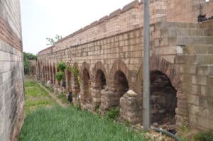Outer wall at the Xylokerkos Gate / Belgrad Kapısı on the Theodosian Walls of Constantinople in Istanbul, Turkey