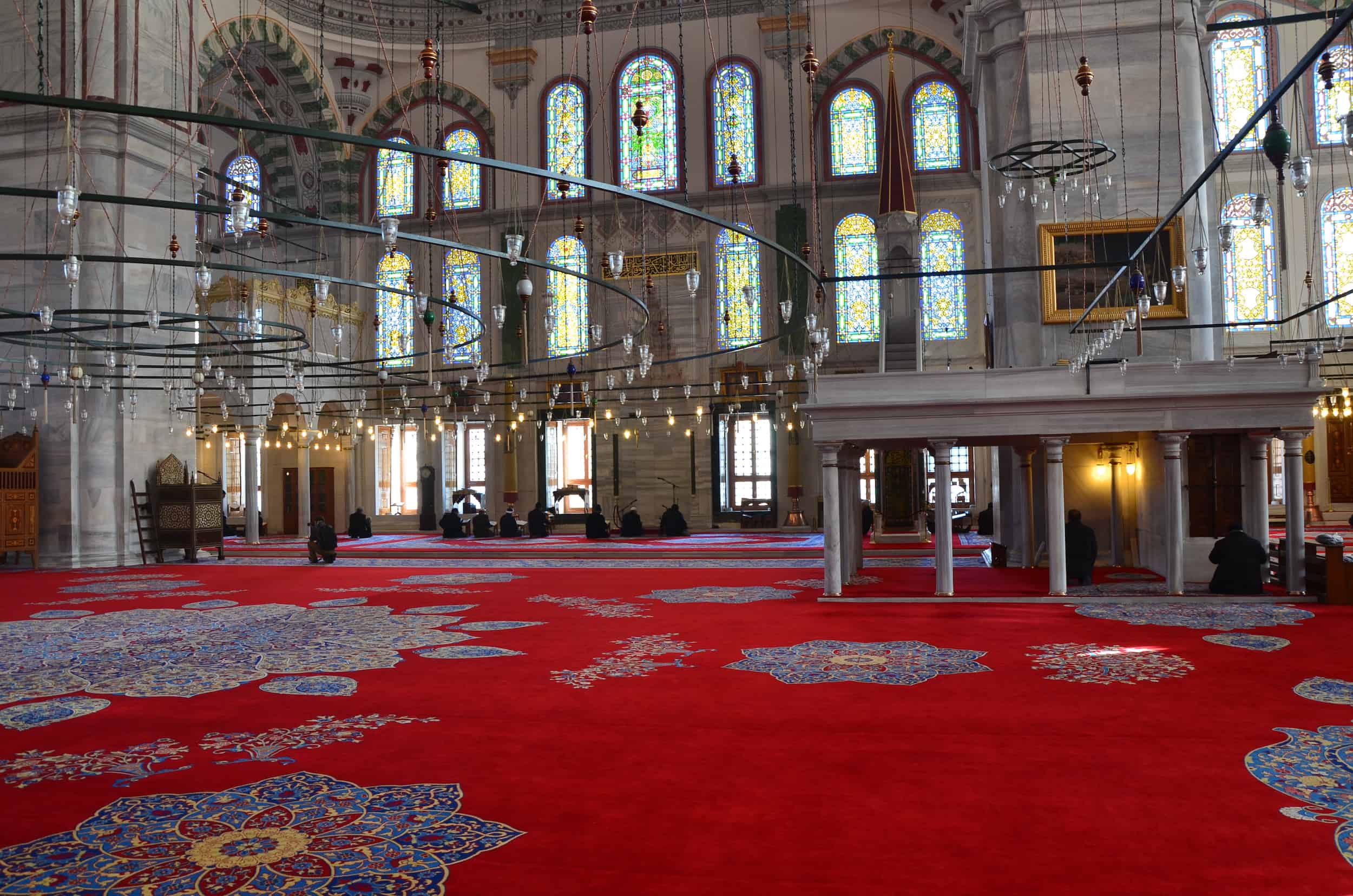 Prayer hall at the Fatih Mosque in Istanbul, Turkey