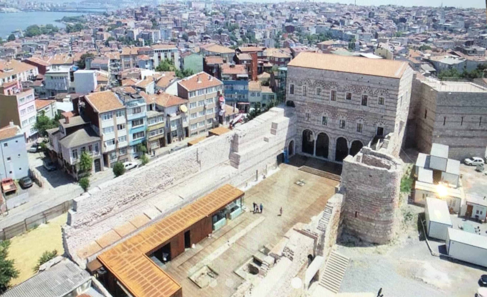 Overhead view of the Palace of the Porphyrogenitus after restoration at the Tekfur Palace Museum in Istanbul, Turkey