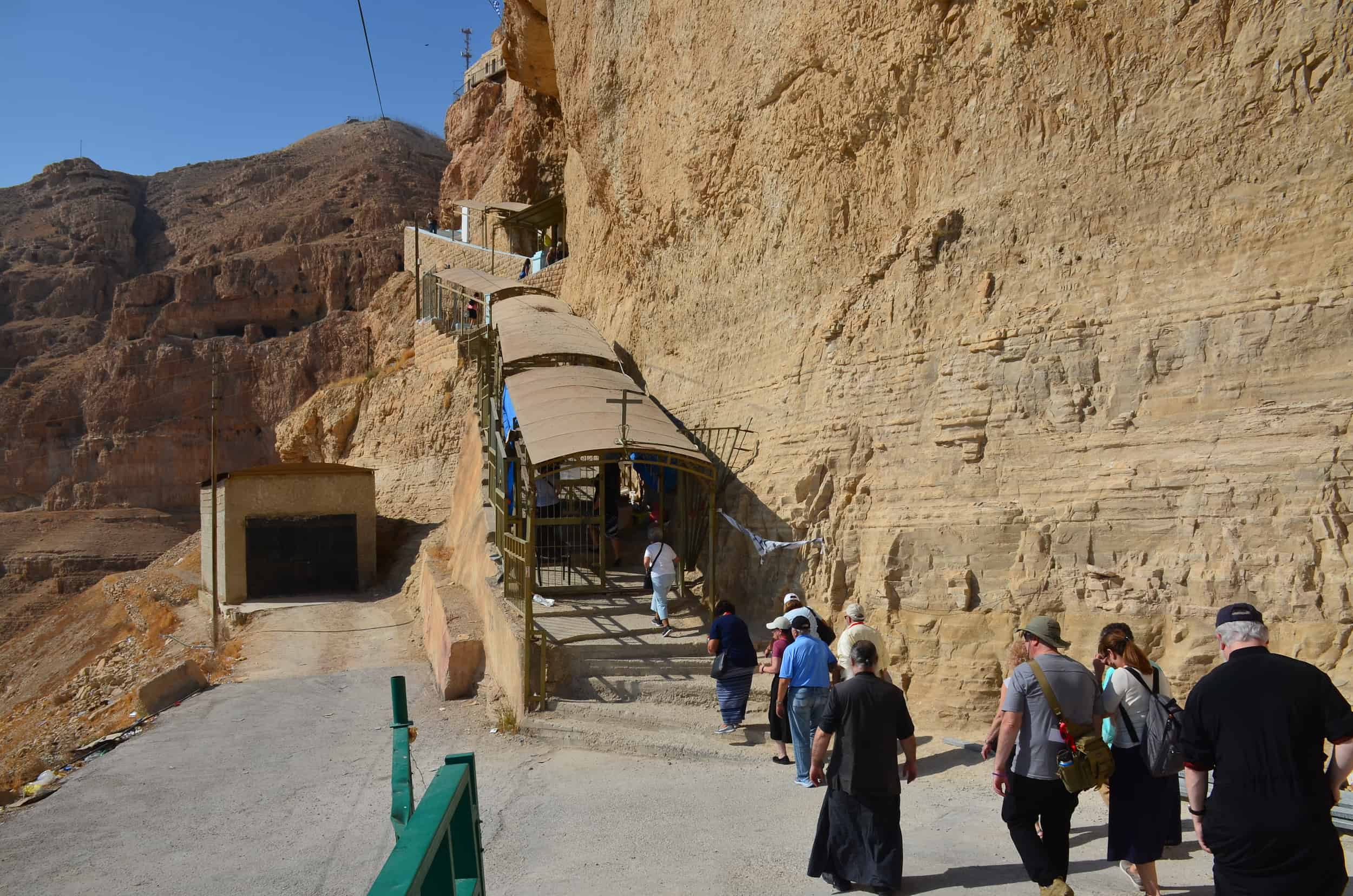 Path up to the gate of the monastery at the Monastery of the Temptation in Jericho, Palestine