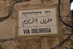 Sign for the Via Dolorosa in Jerusalem