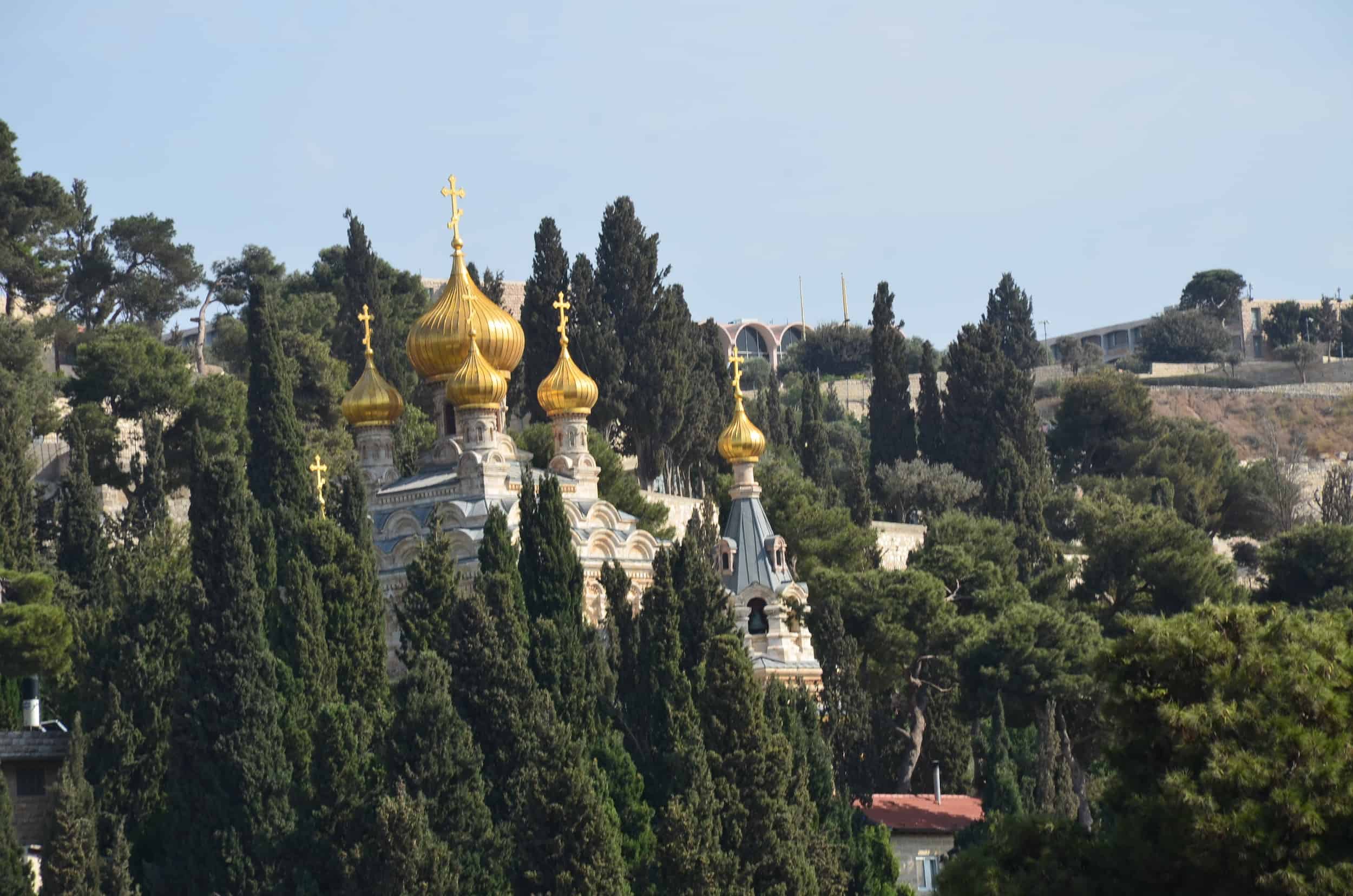 Domes of the Church of Mary Magdalene at Gethsemane in Jerusalem