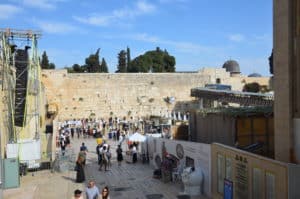 View of the Wall from inside the entrance of the Western Wall in Jerusalem