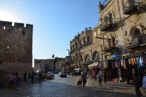 Looking towards the Jaffa Gate in the Christian Quarter of the Old City of Jerusalem