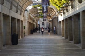An empty Mamilla Mall during a Jewish holiday in Jerusalem