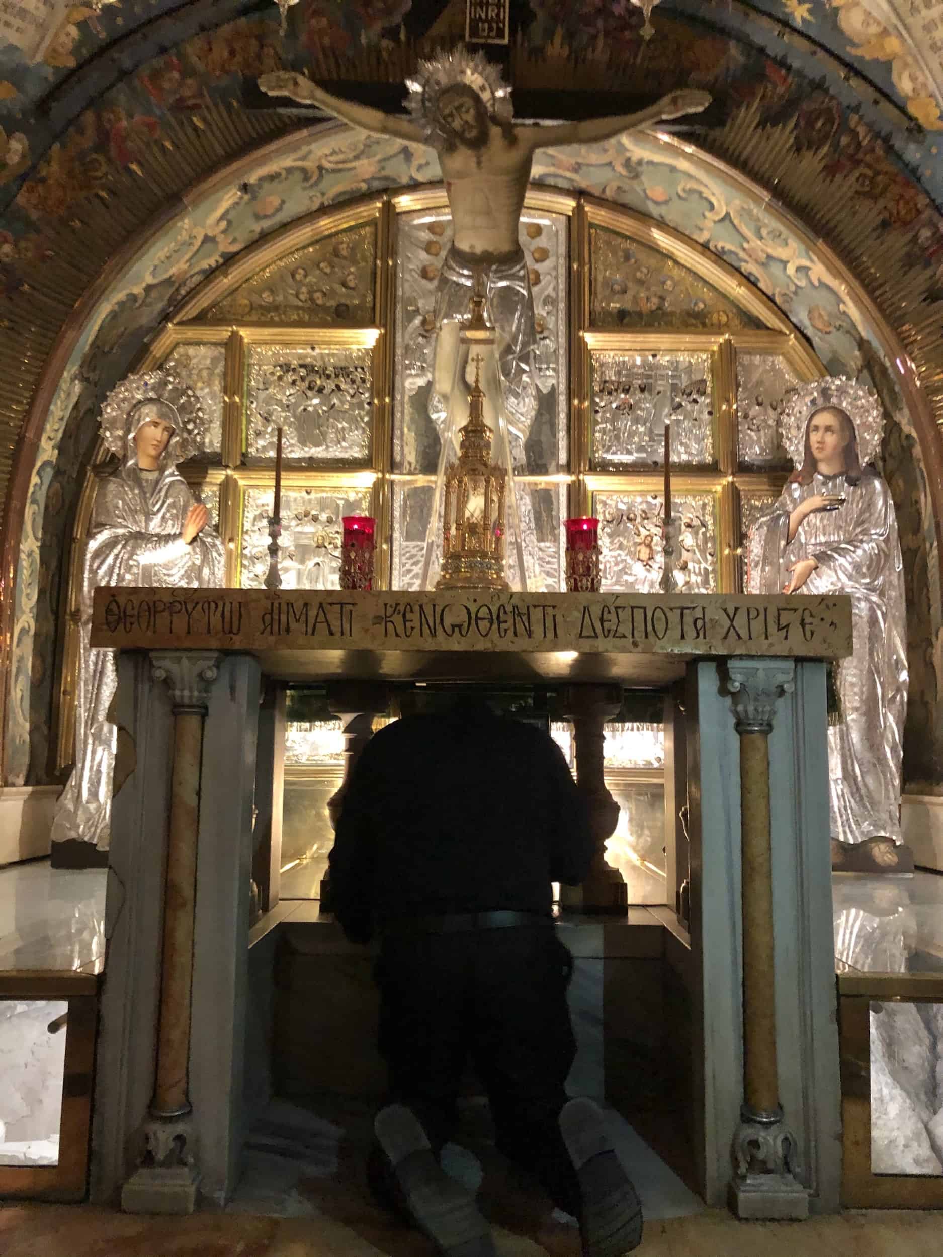 Altar of the Crucifixion at Golgotha in the Church of the Holy Sepulchre in Jerusalem