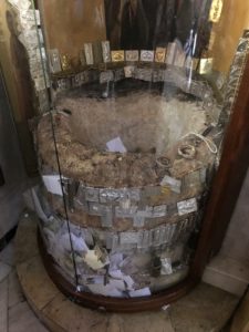 Stone jug at the Cana Greek Orthodox Wedding Church in Kafr Kanna, Israel