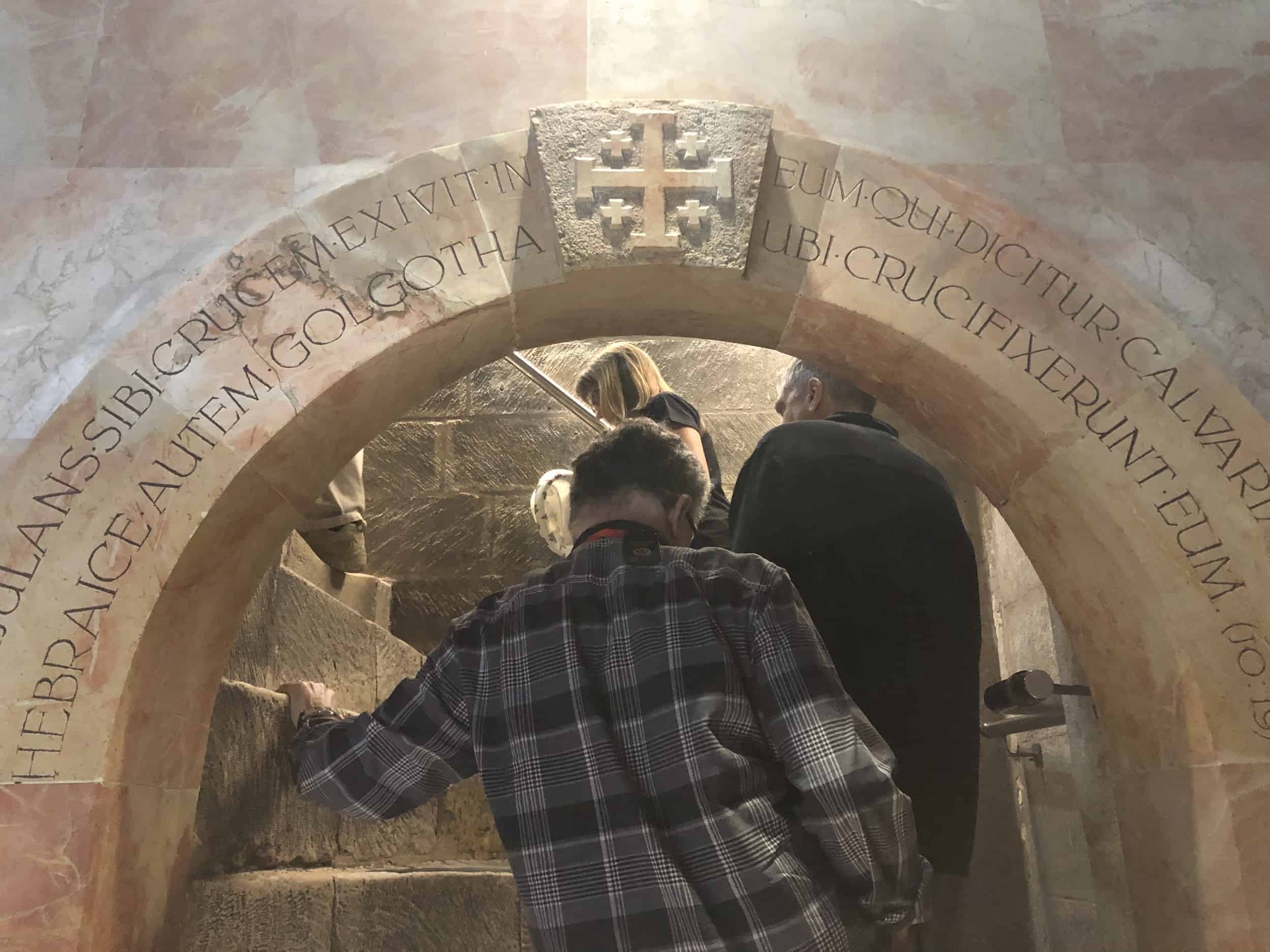 Stairs up to Golgotha in the Church of the Holy Sepulchre in Jerusalem