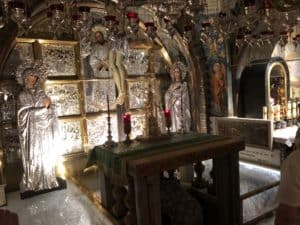 Altar of the Crucifixion at Golgotha in the Church of the Holy Sepulchre in Jerusalem