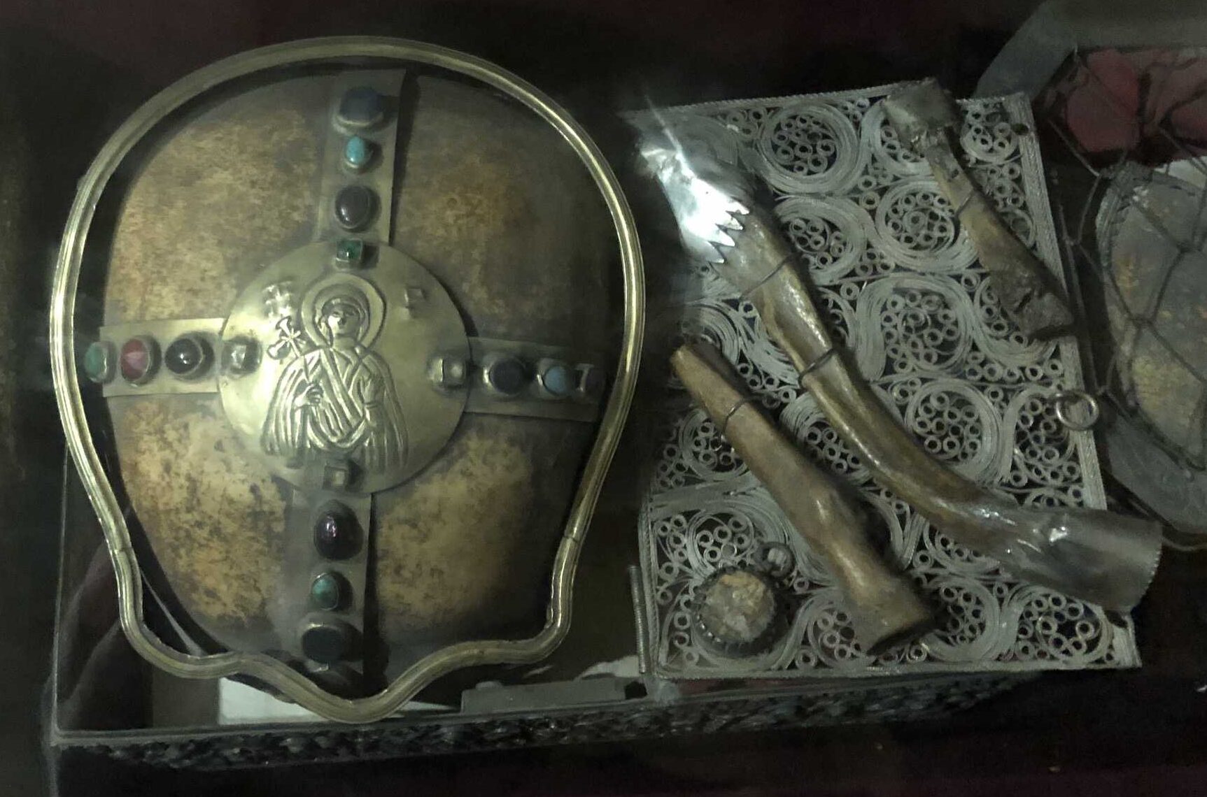 Skull and bones of a saint in the Greek Orthodox Treasury