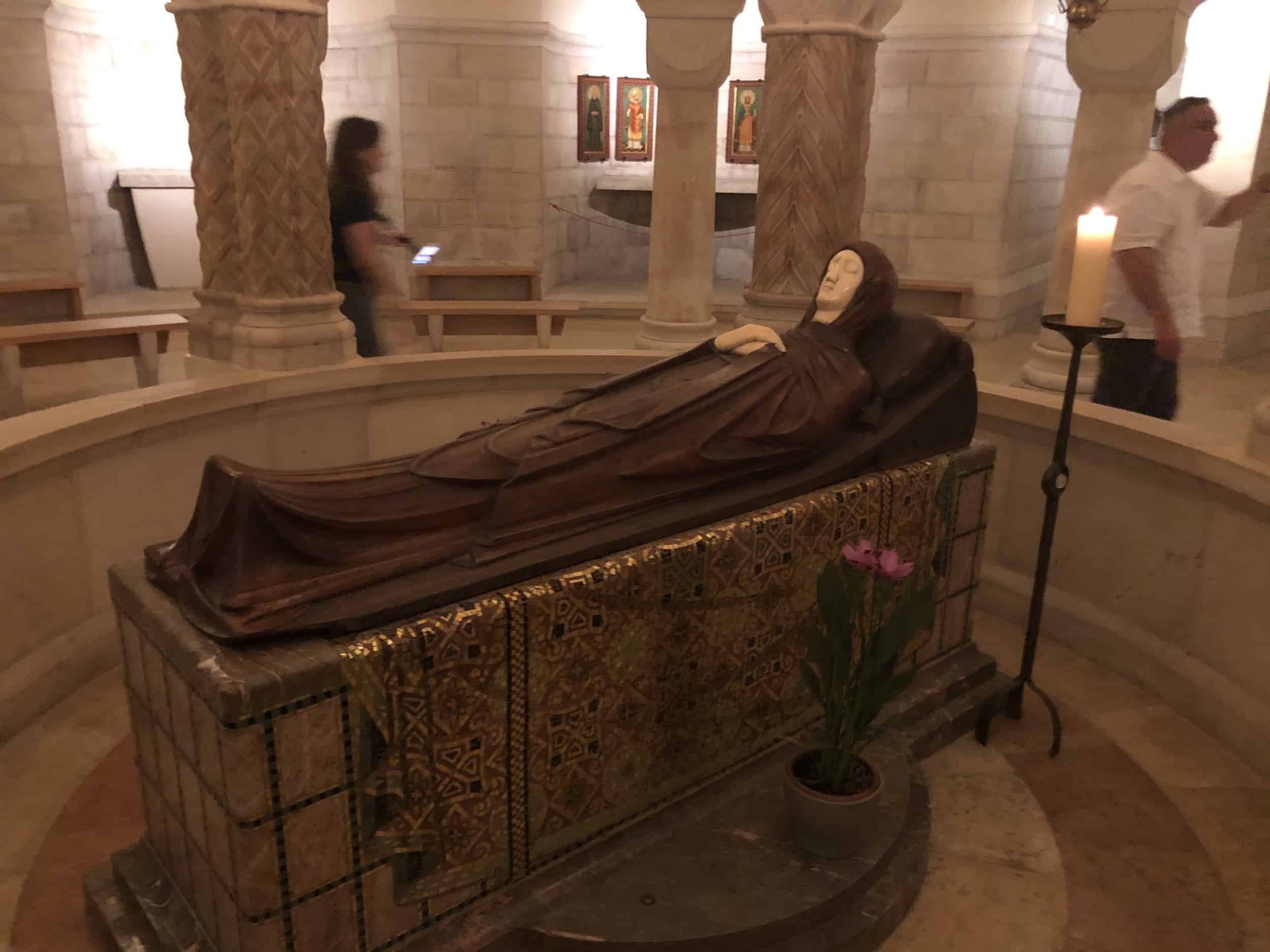 Location of the Dormition of the Virgin Mary at Dormition Abbey on Mount Zion in Jerusalem