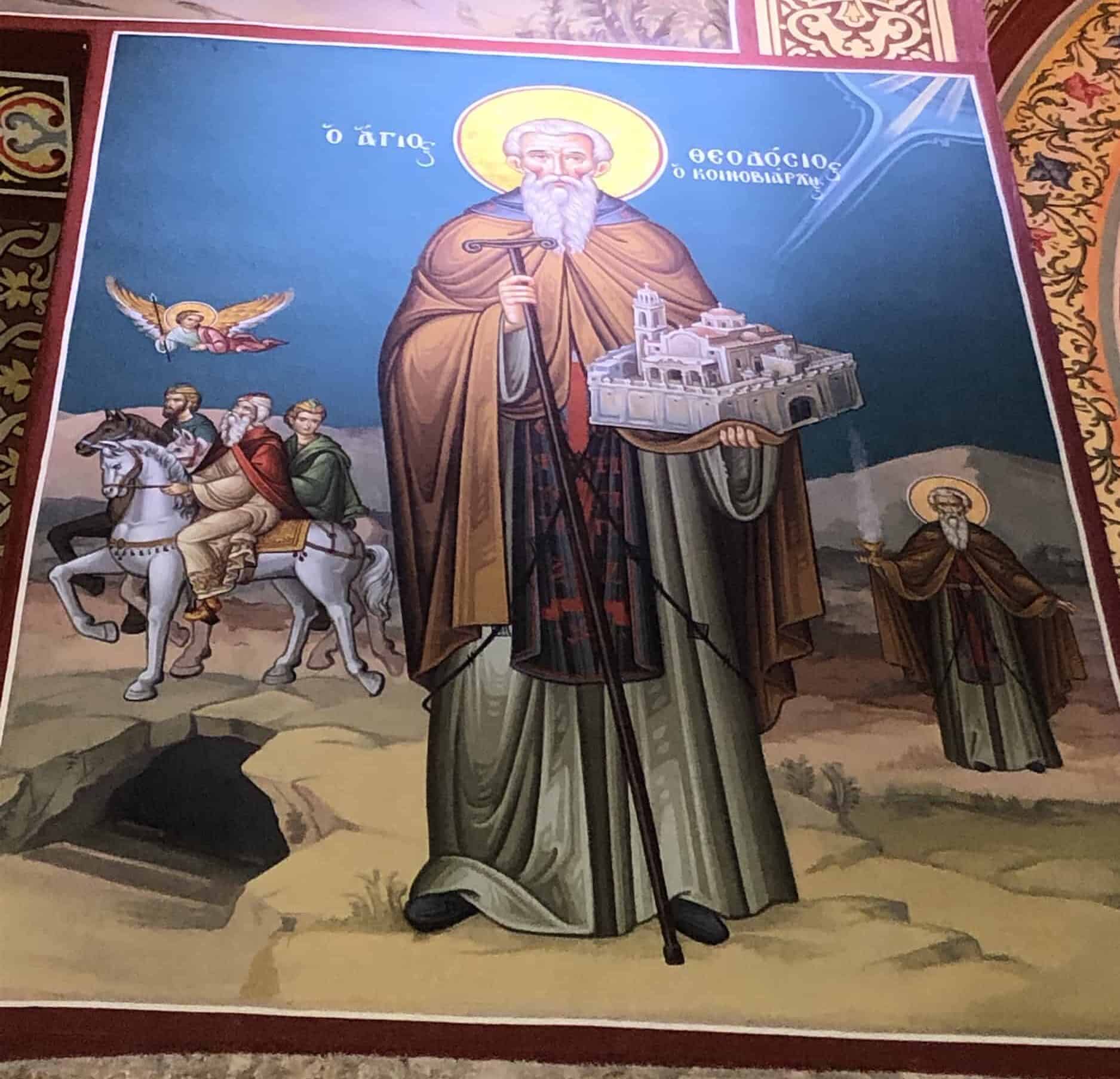 Fresco of St. Theodosius with a model of his monastery