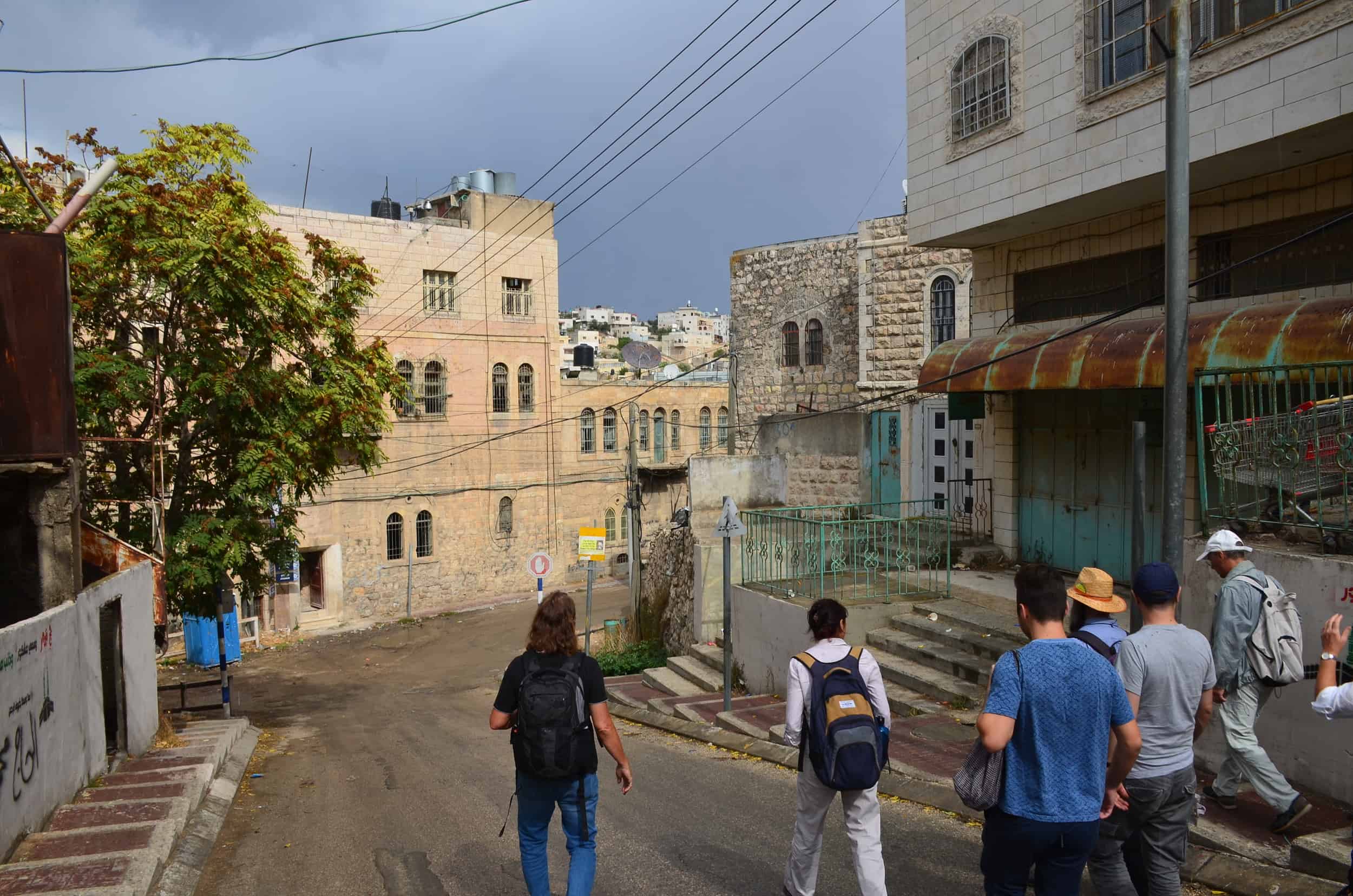 Walking down to the checkpoint at Tel Rumeida in Hebron, Palestine