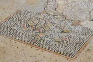 Roman mosaic at the Promontory Palace at Caesarea National Park in Israel