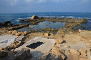 Lower palace at the Promontory Palace at Caesarea National Park in Israel
