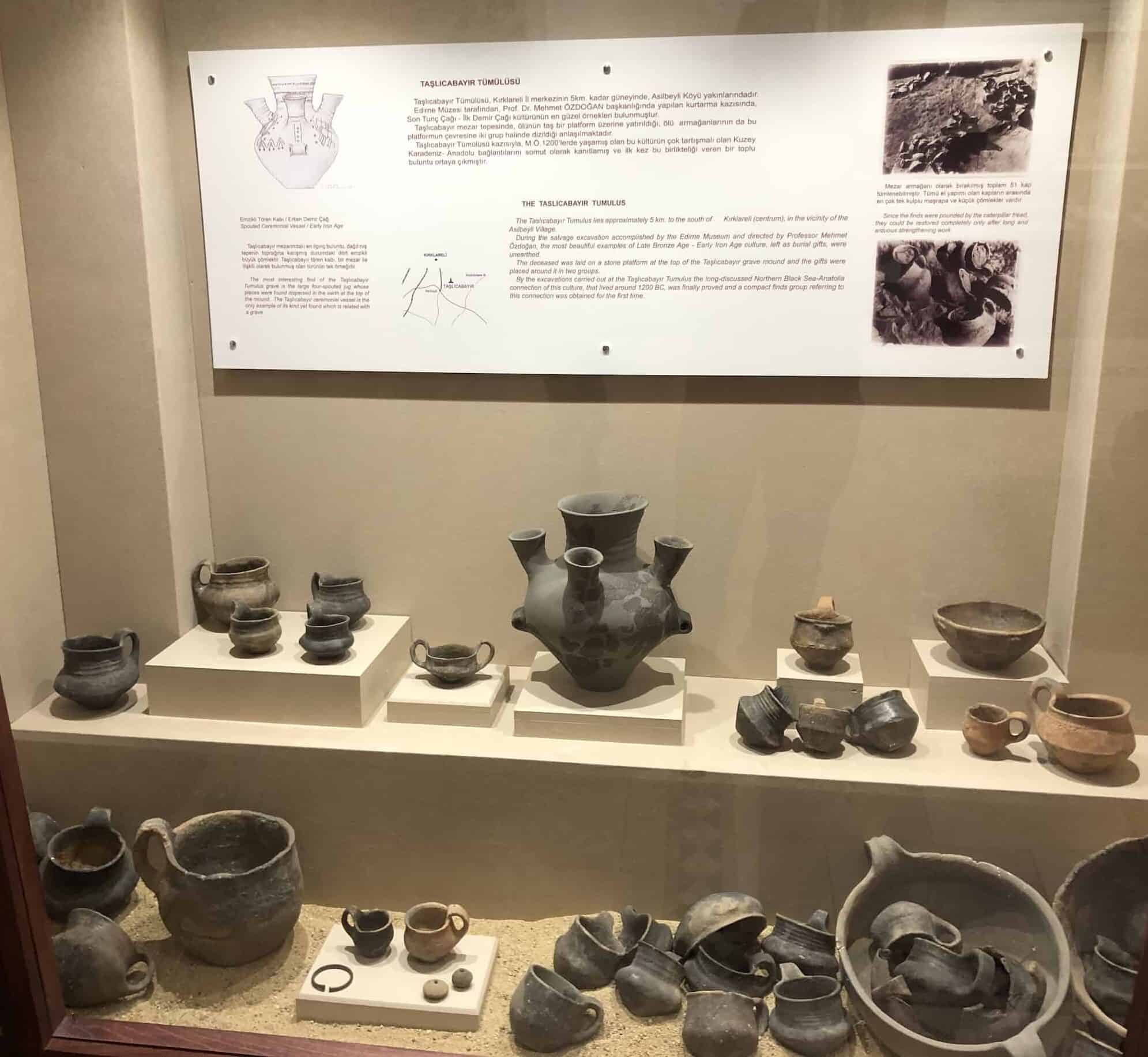 Items excavated from the Taşlıcabayır Tumulus at the Edirne Archaeology and Ethnography Museum in the Edirne historic city center, Turkey