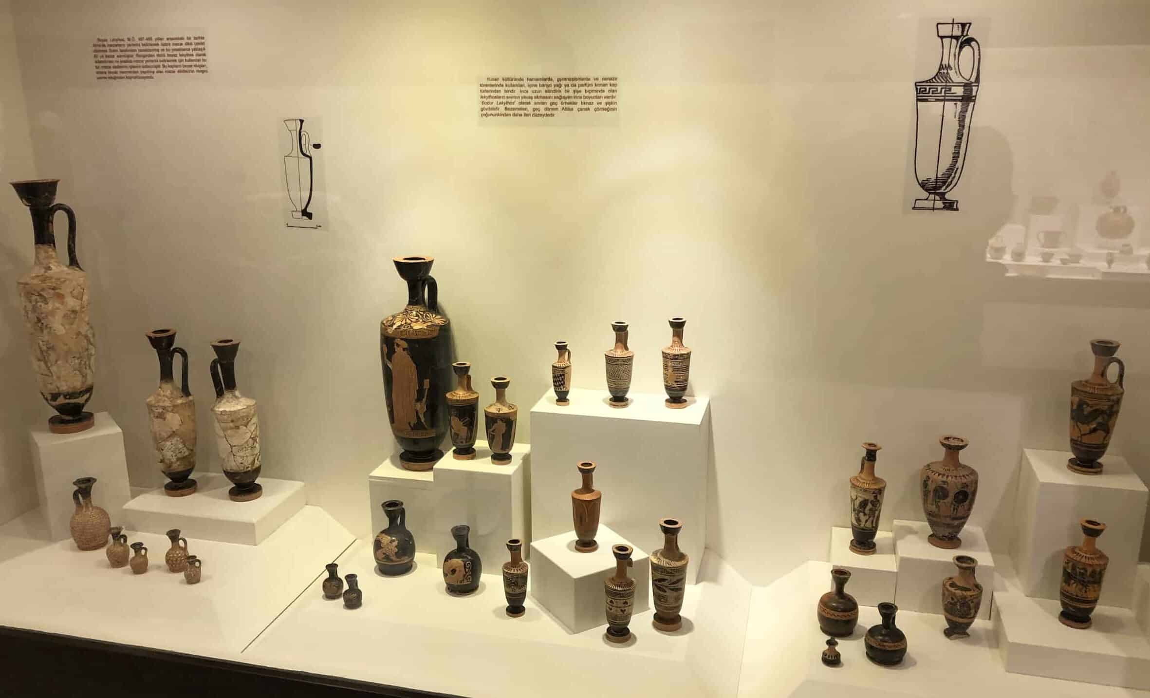 Ancient Greek pottery at the Edirne Archaeology and Ethnography Museum in the historic city center of Edirne, Turkey