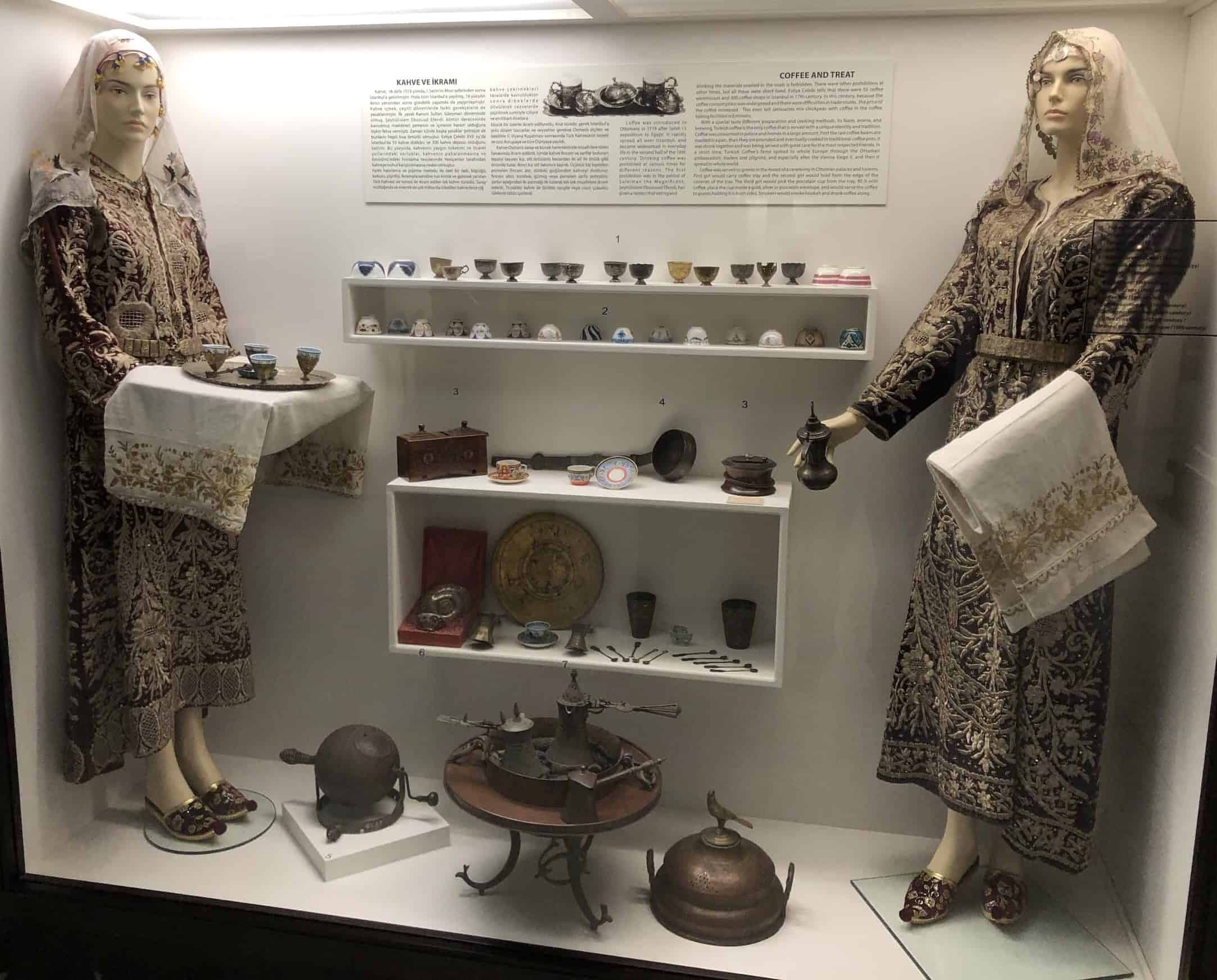 Ottoman coffee culture display at the Edirne Archaeology and Ethnography Museum in the Edirne historic city center, Turkey