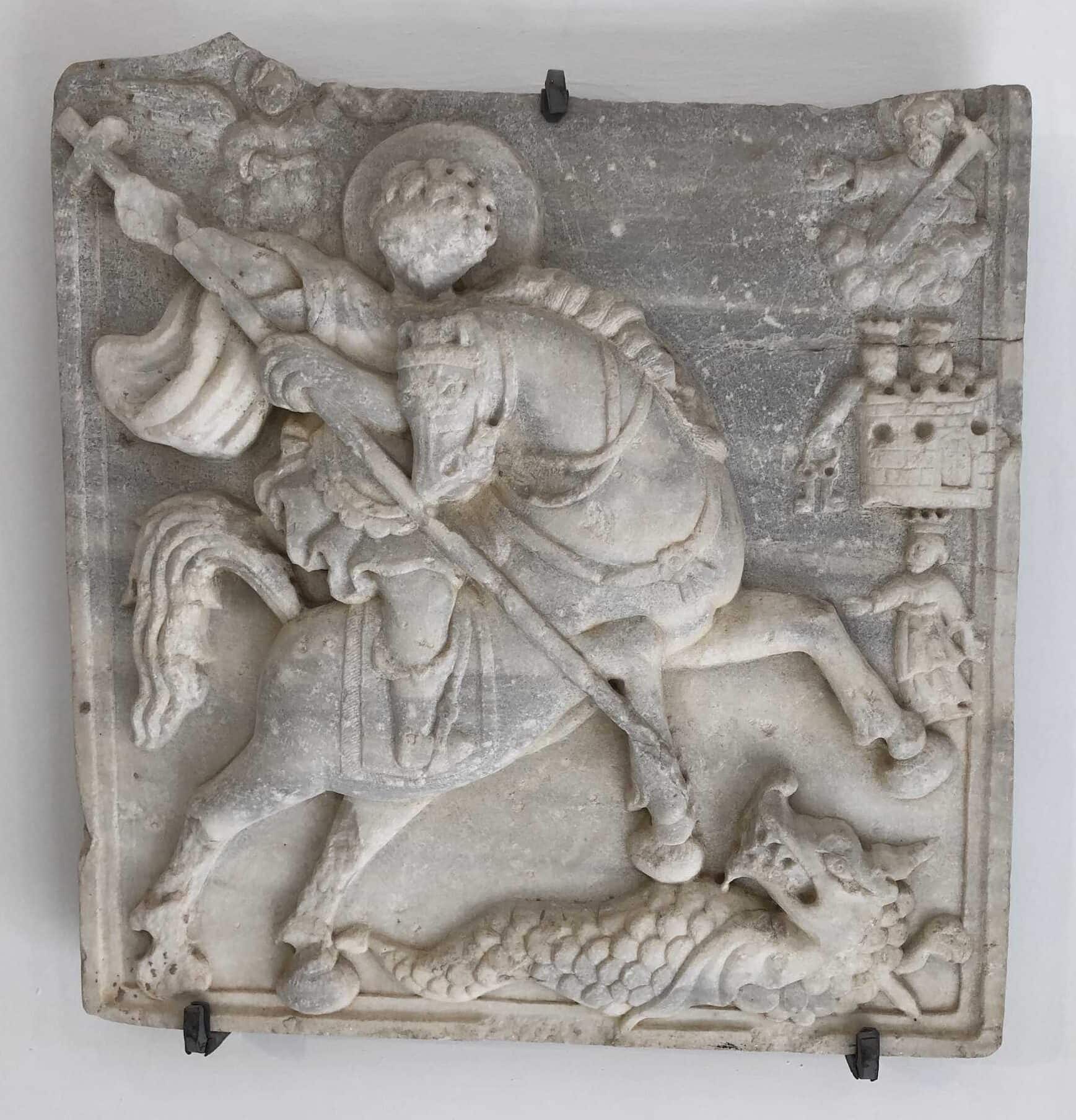 Relief of St. George at the Edirne Archaeology and Ethnography Museum in the historic city center of Edirne, Turkey