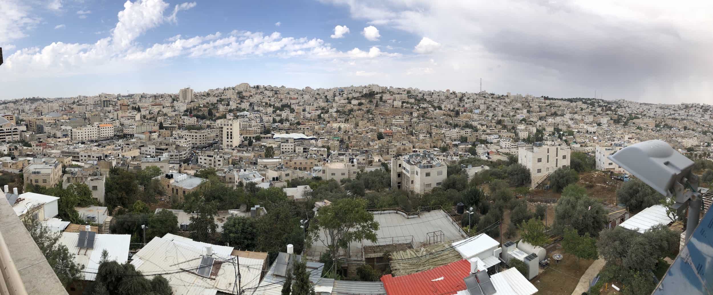 Panoramic view of Hebron from the Hebron Observatory at Tel Rumeida in Hebron, Palestine