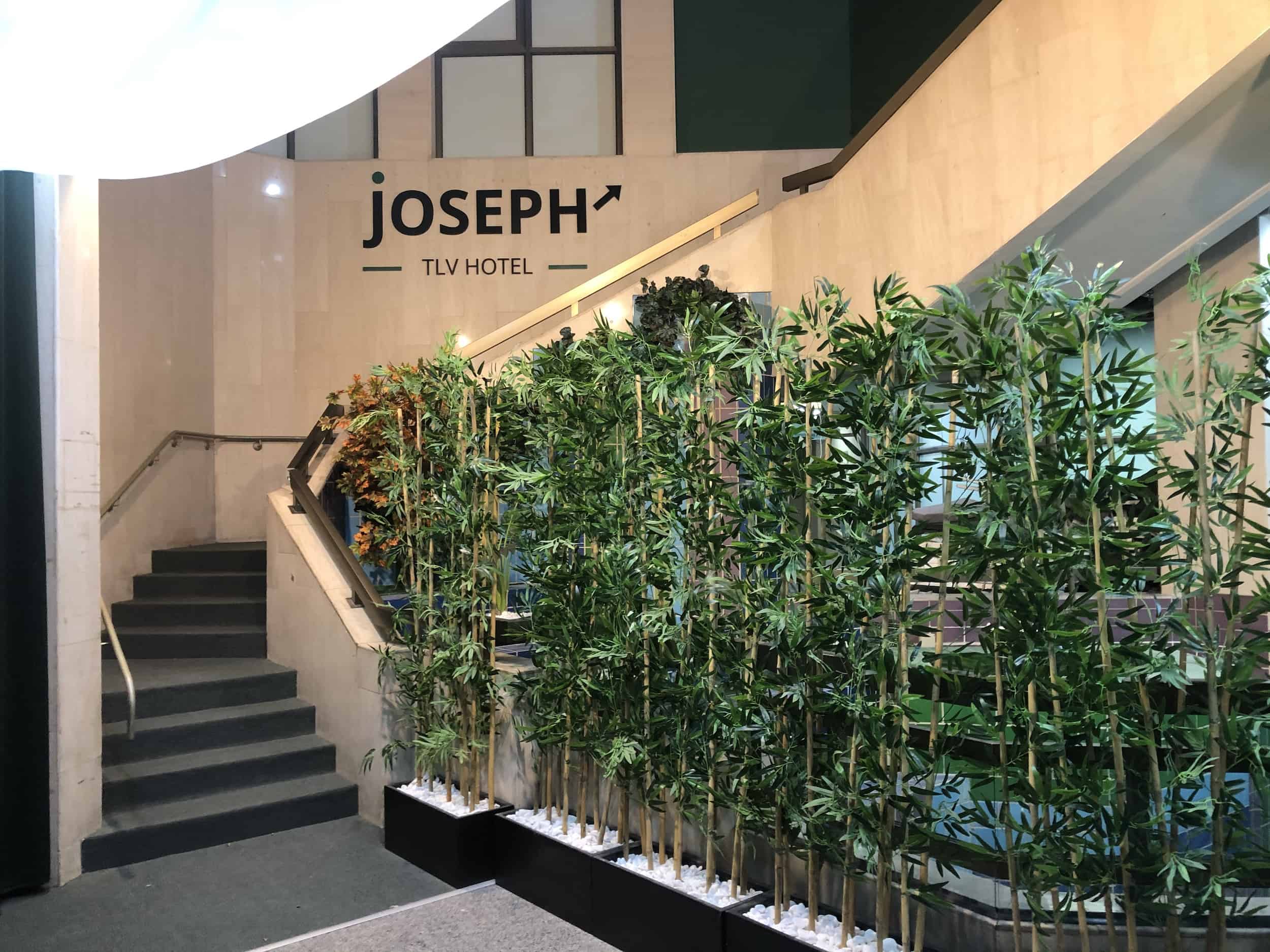 Stairs up to reception at the Joseph Hotel TLV