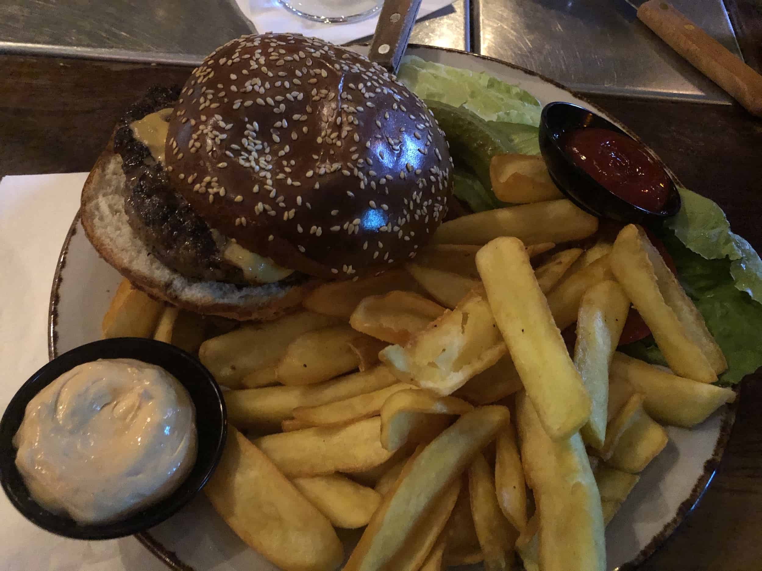 Burger and fries at Raisa in Jaffa, Tel Aviv, Israel