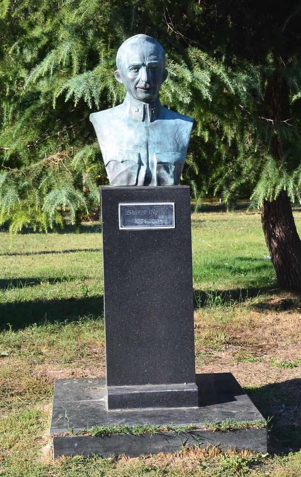 Bust of İsmet İnönü in Karaağaç, Edirne, Turkey