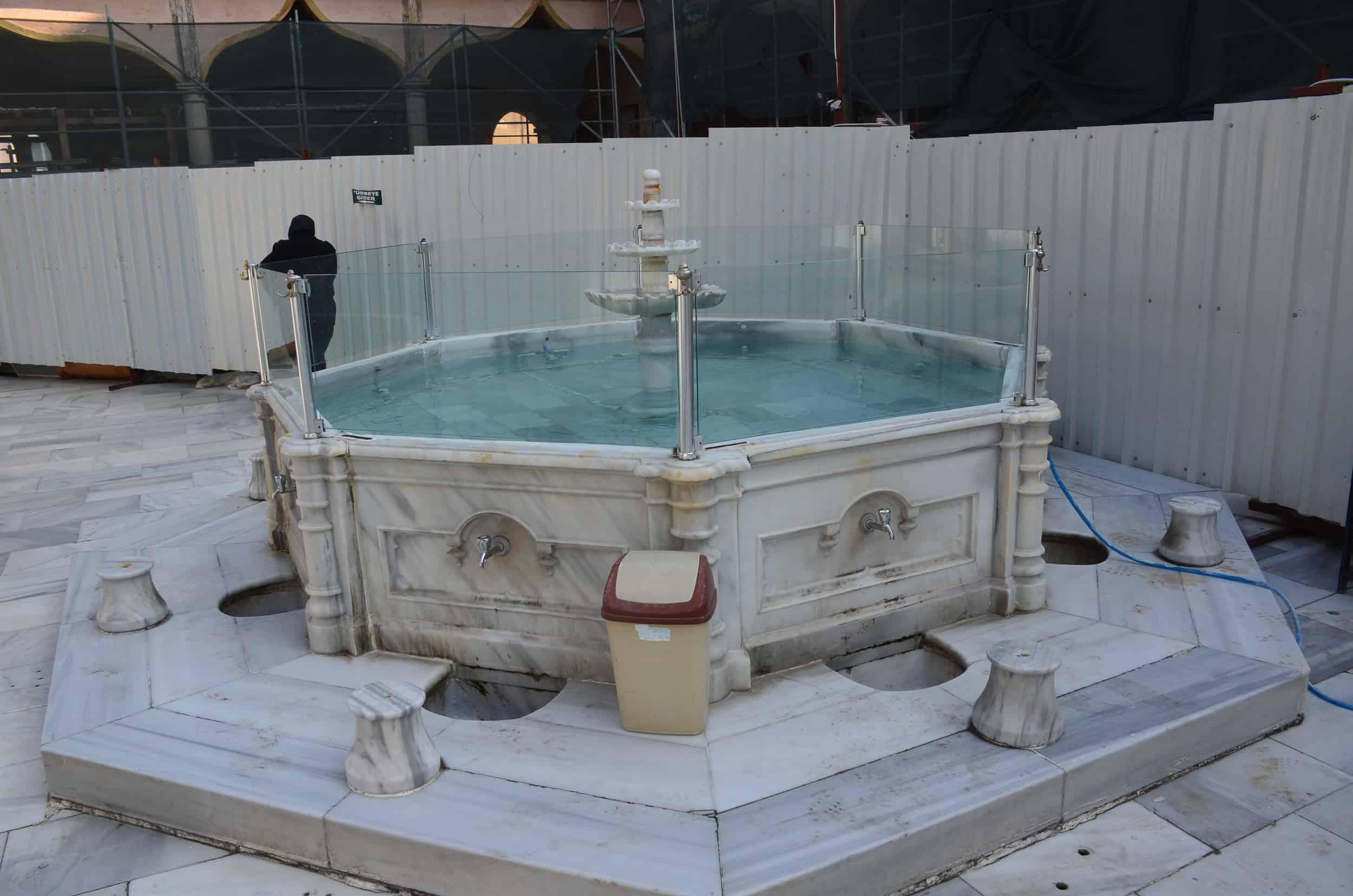 Ablutions fountain at Emir Sultan Mosque in Bursa, Turkey