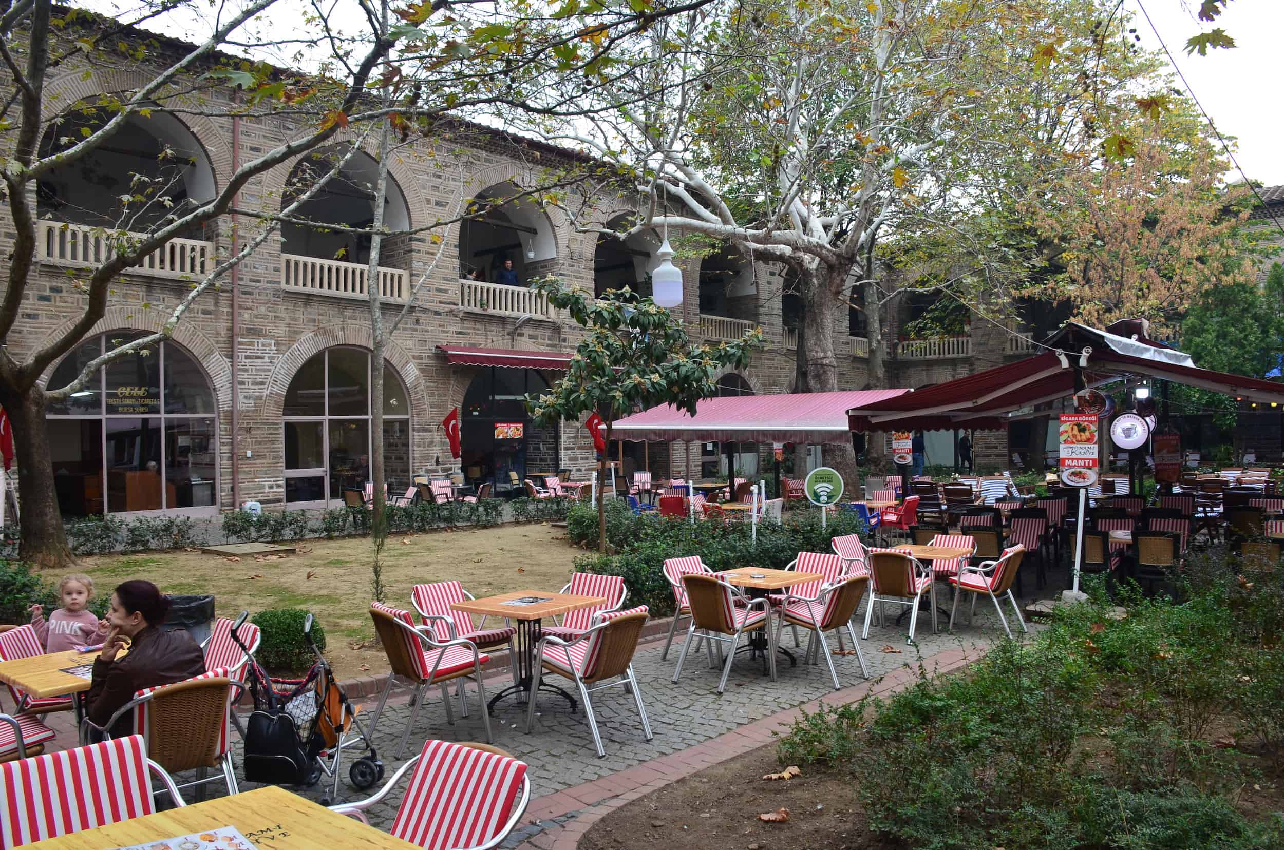 Courtyard of Fidan Han in Bursa, Turkey