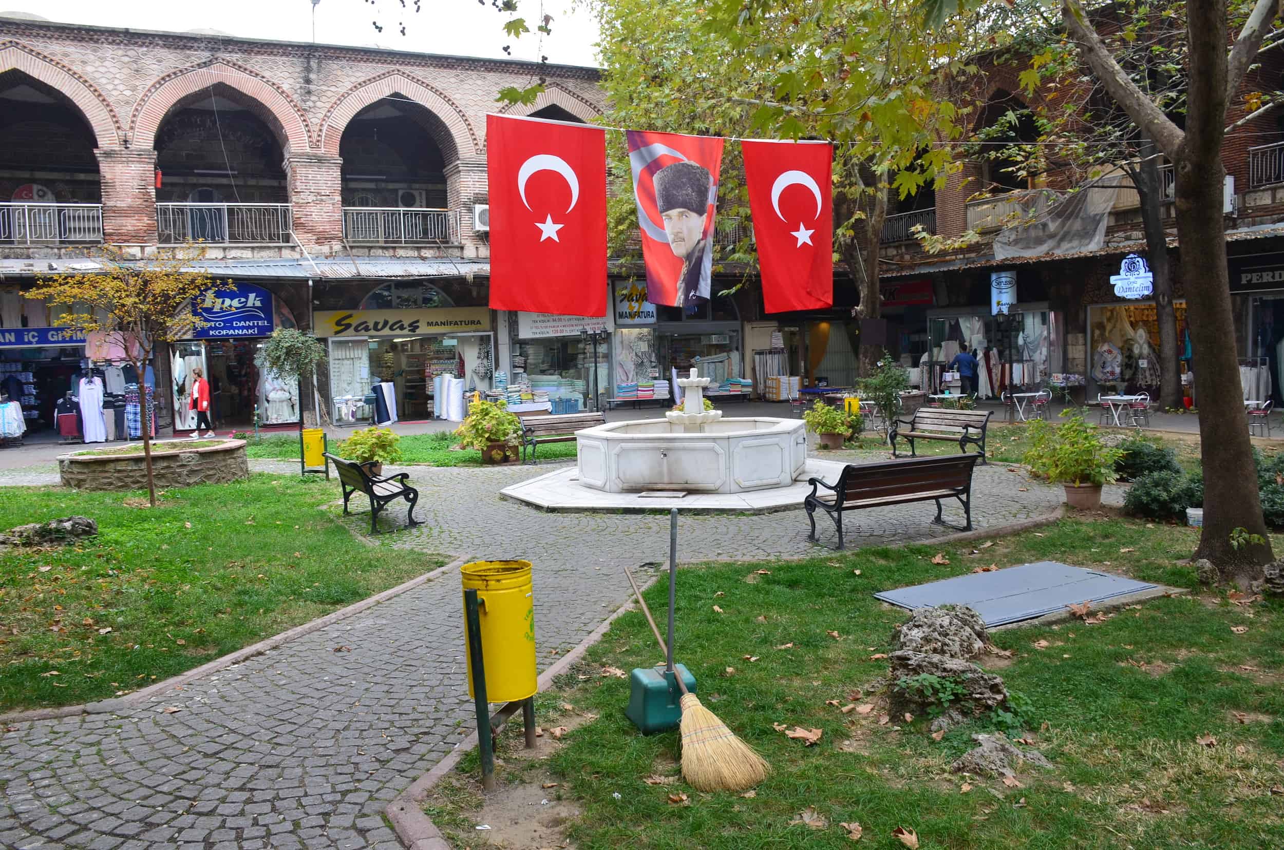 Courtyard of Eski Ipek Han in Bursa, Turkey