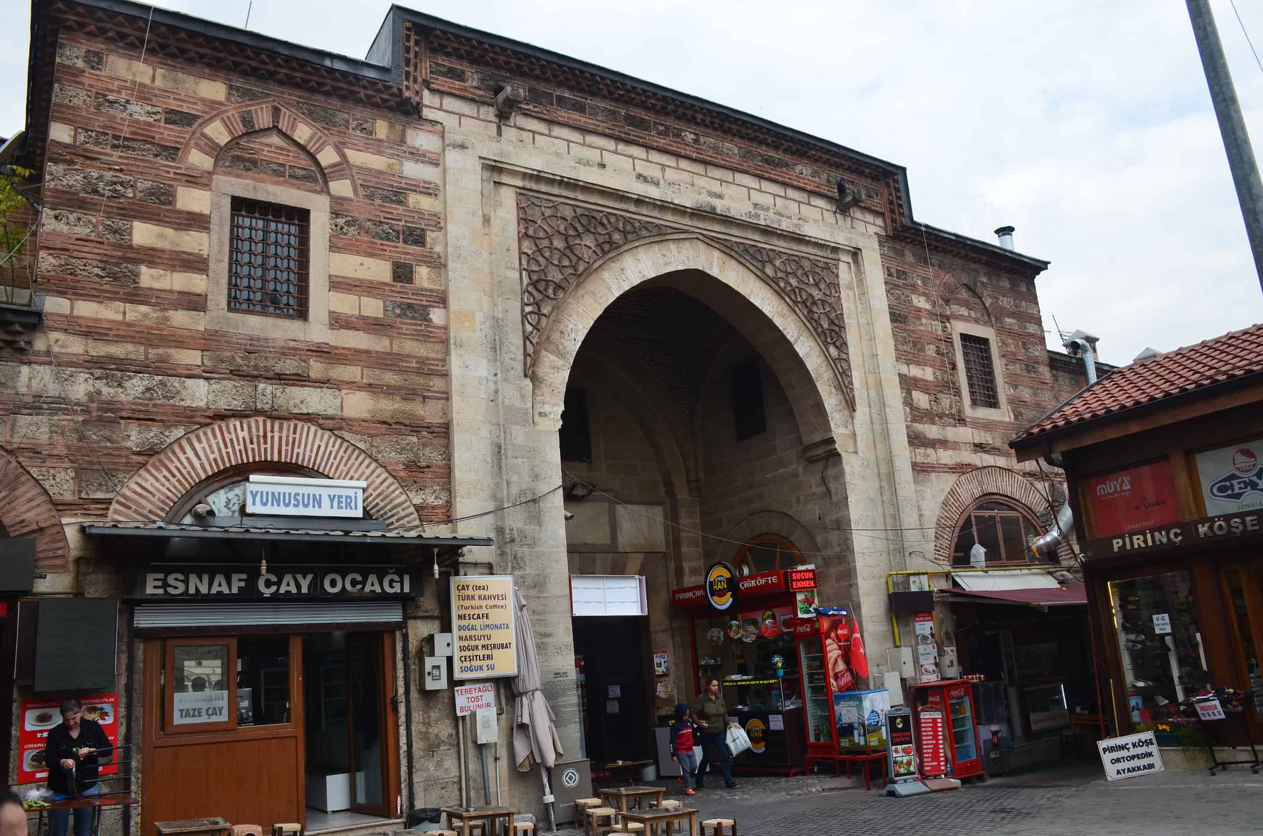Main entrance to Pirinç Han in Bursa, Turkey