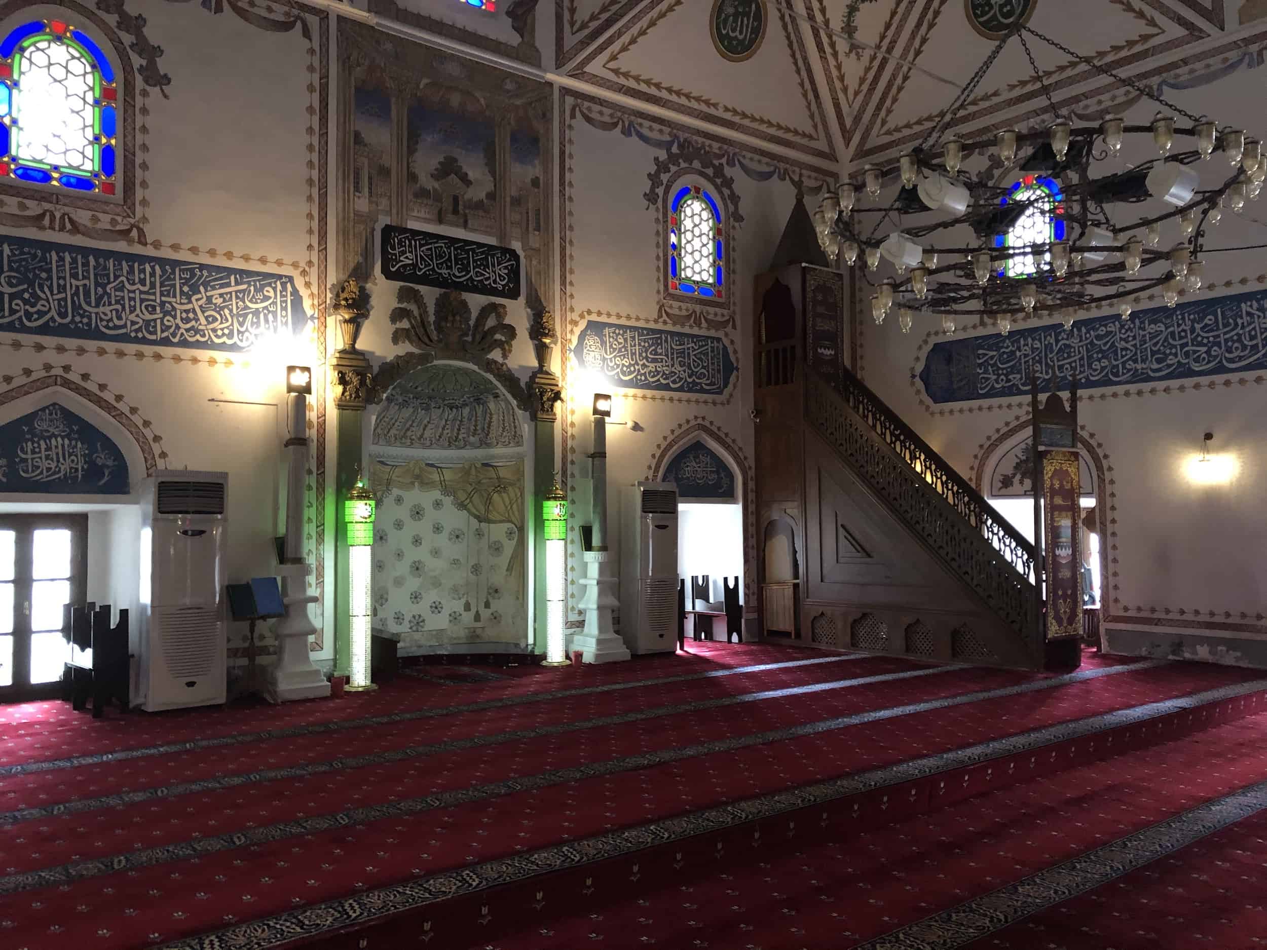Prayer hall at the Hızırbey Mosque in Kırklareli, Turkey