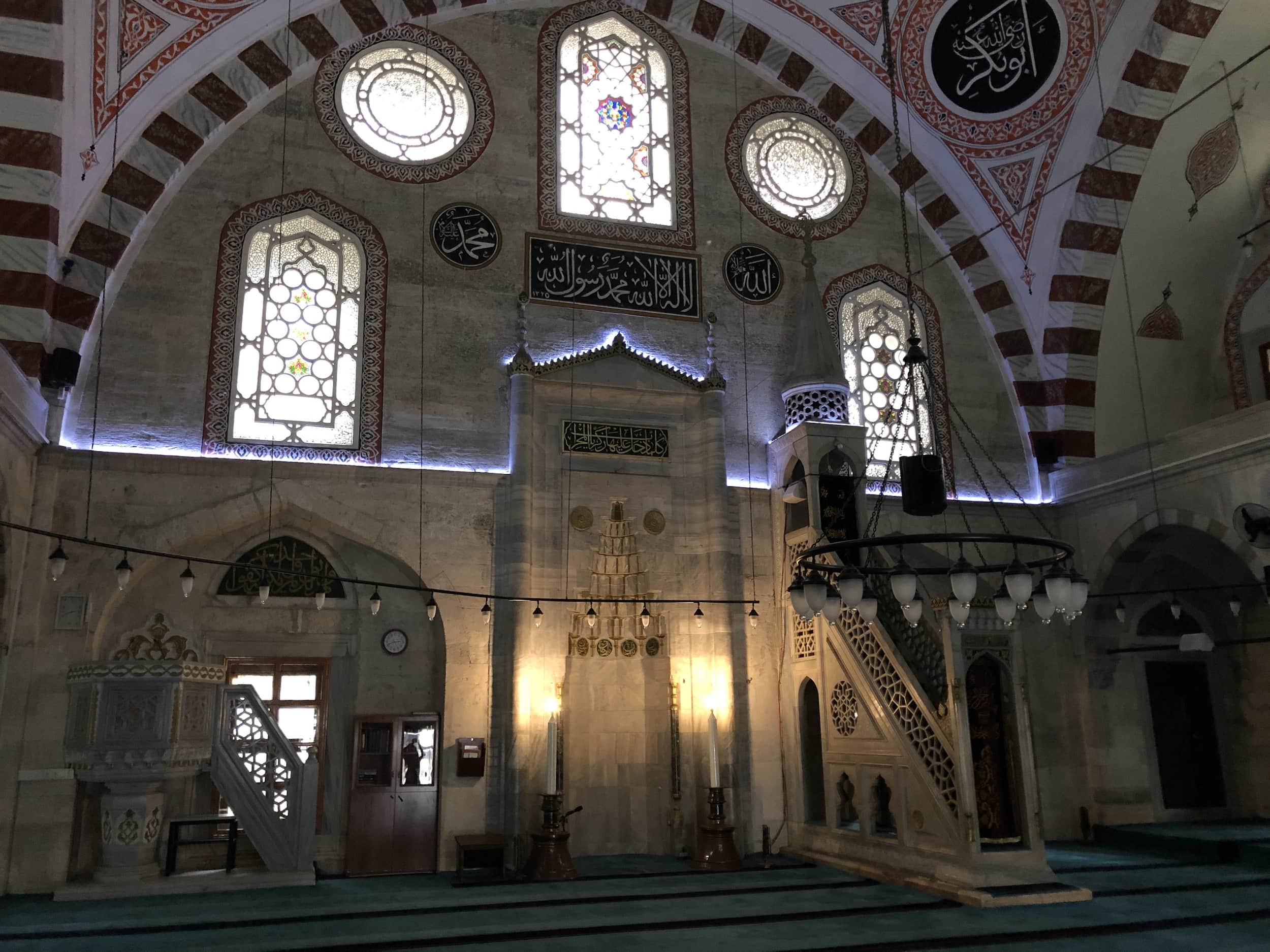 Prayer hall of the Sokollu Mehmed Pasha Mosque in Lüleburgaz, Turkey