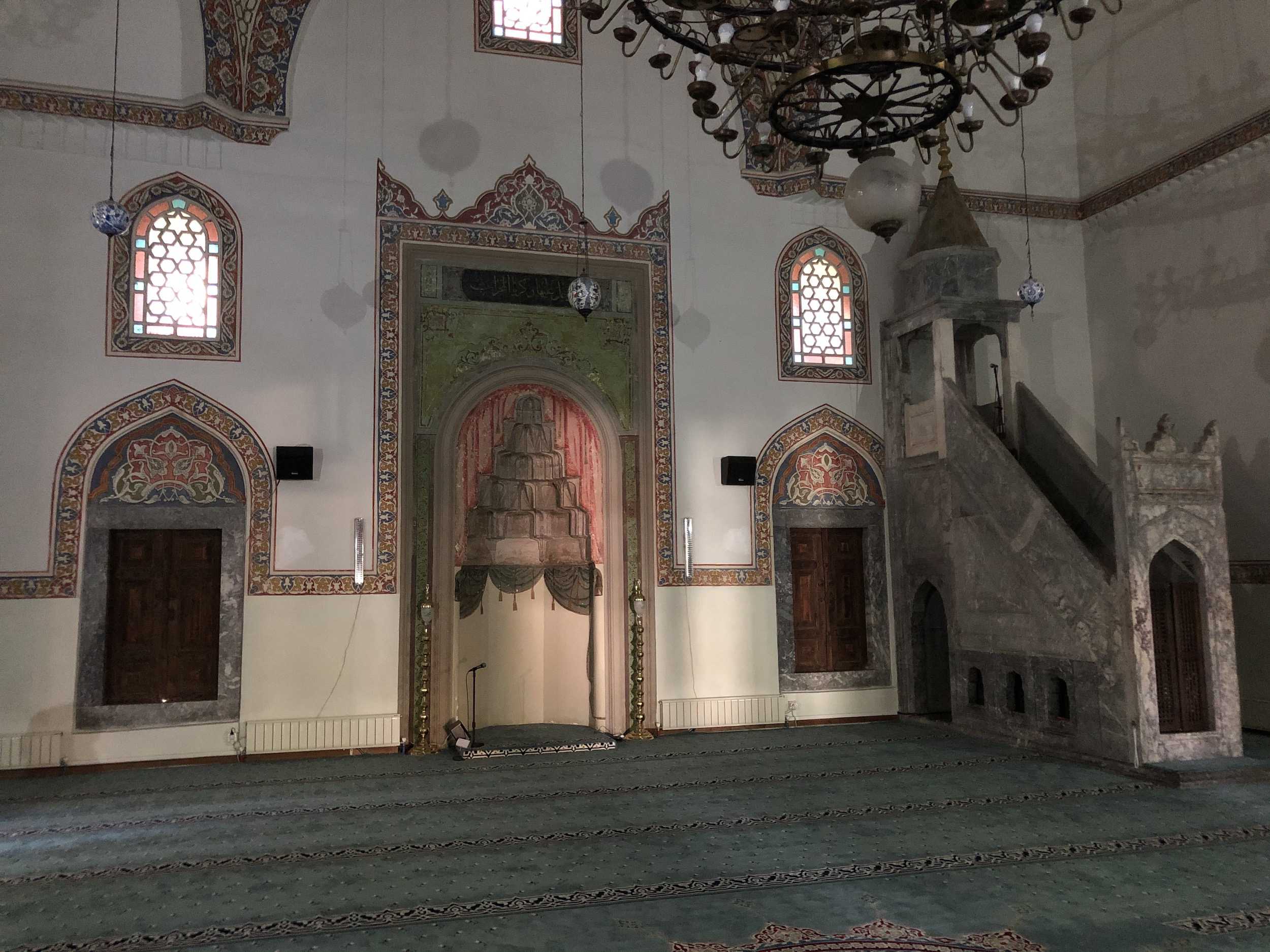 Prayer hall of the Kurşunlu Mosque in Odunpazarı, Eskişehir, Turkey